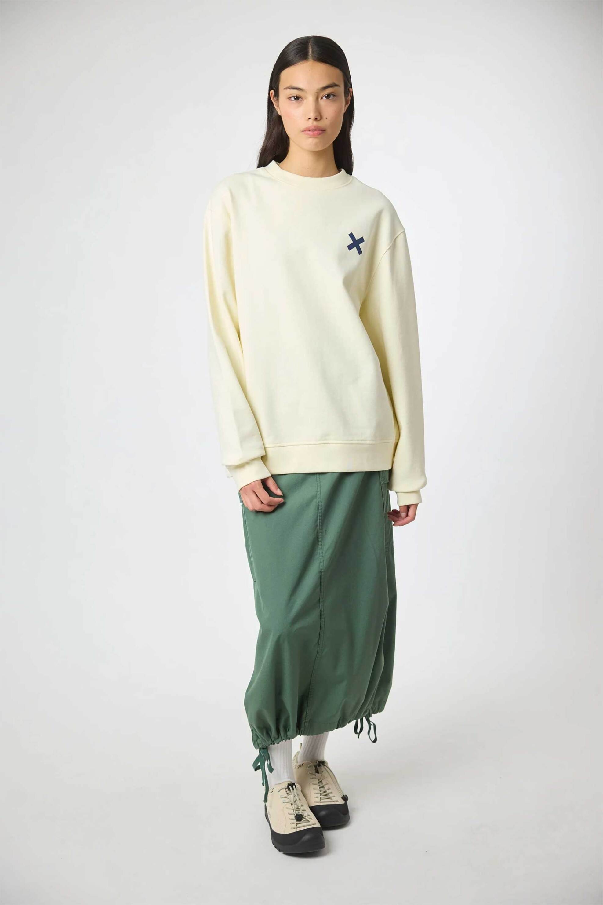 Blue Banana unisex μπλούζα φούτερ με κεντημένο Χ "Amsterdam" - AW25UG021AMSWH02/FW25 Κρέμ φωτογραφία