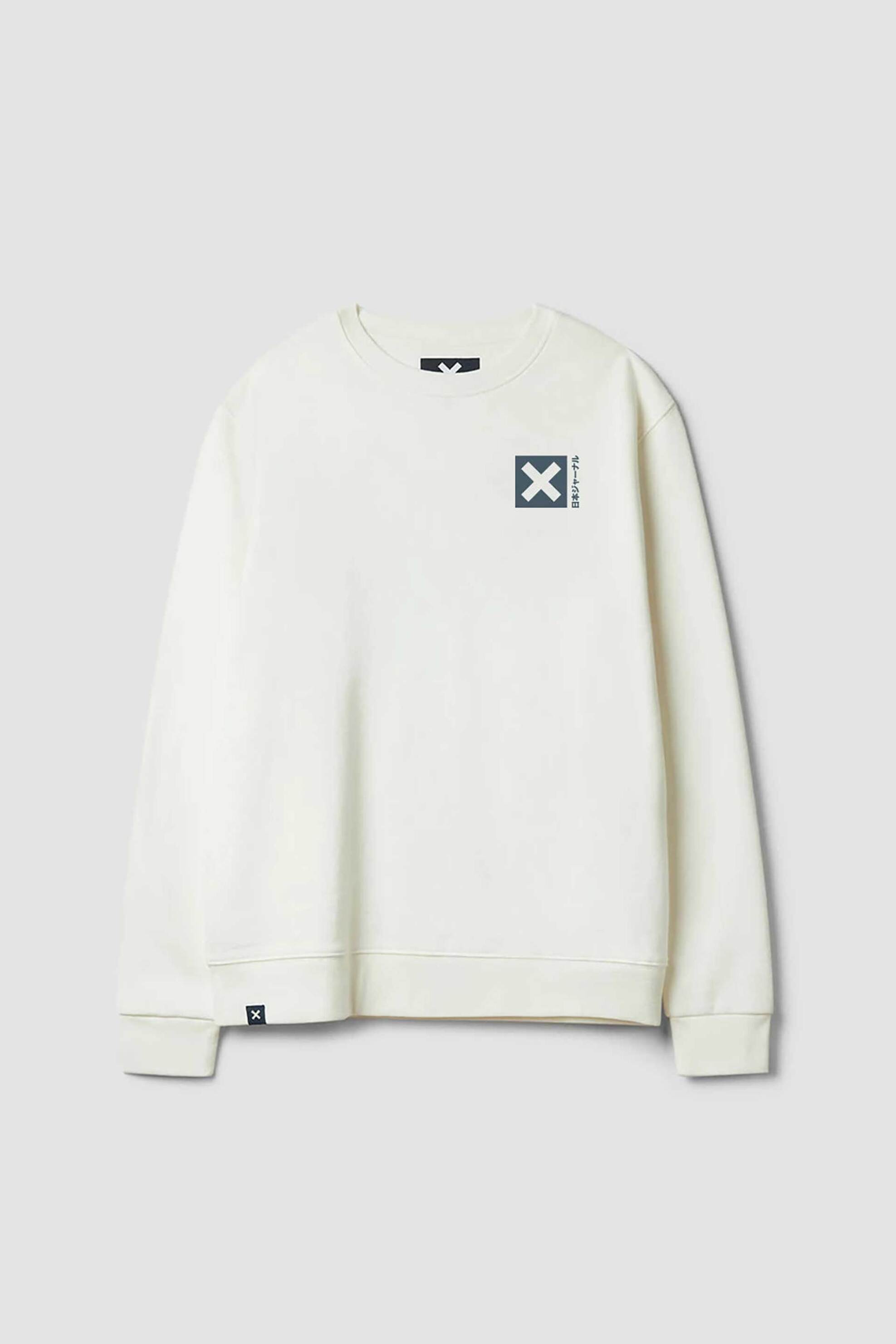 Blue Banana unisex μπλούζα φούτερ με κεντημένo Χ "Nature" - AW25UG021NATWH02/FW25 Κρέμ