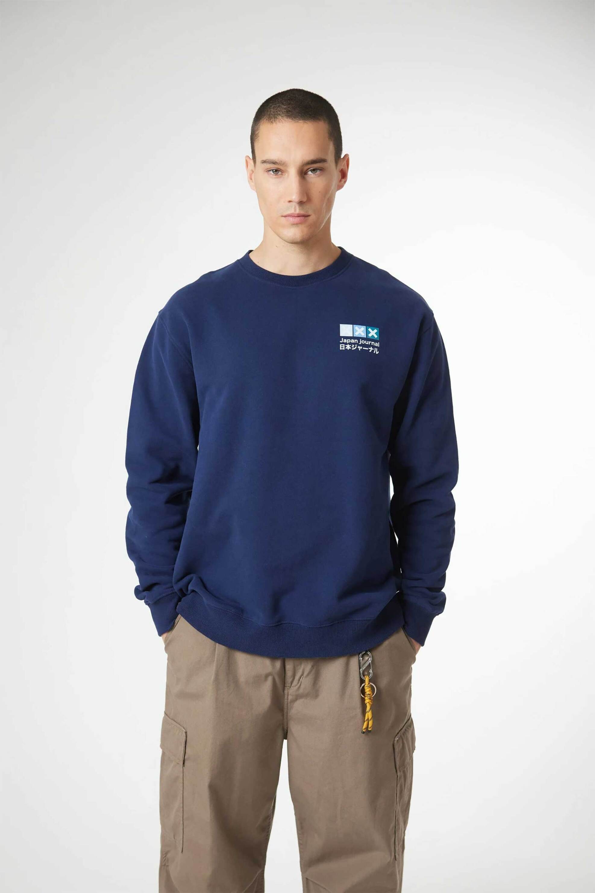 Blue Banana unisex μπλούζα φούτερ με κεντημένo Χ "Square" - AW25UG021SQUBL11/FW25 Σκούρο Μπλε φωτογραφία