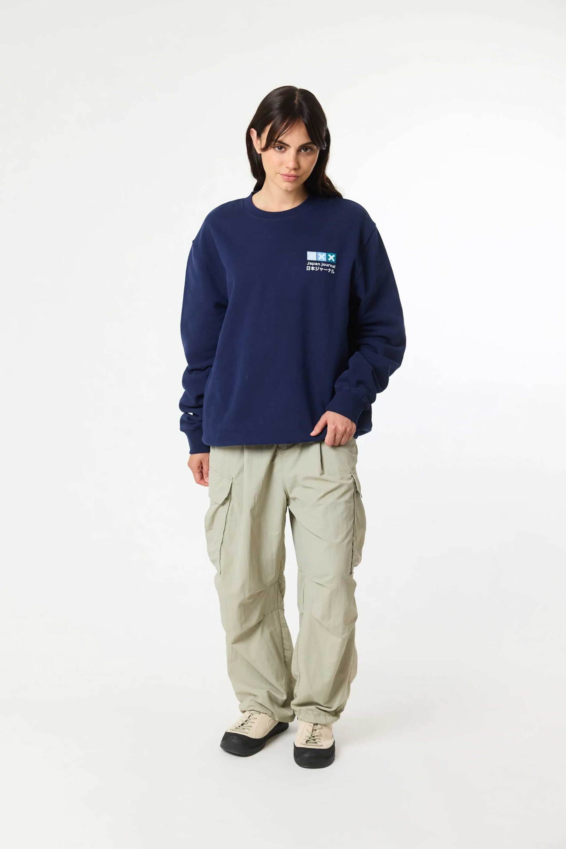 Blue Banana unisex μπλούζα φούτερ με κεντημένo Χ "Square" - AW25UG021SQUBL11/FW25 Σκούρο Μπλε φωτογραφία