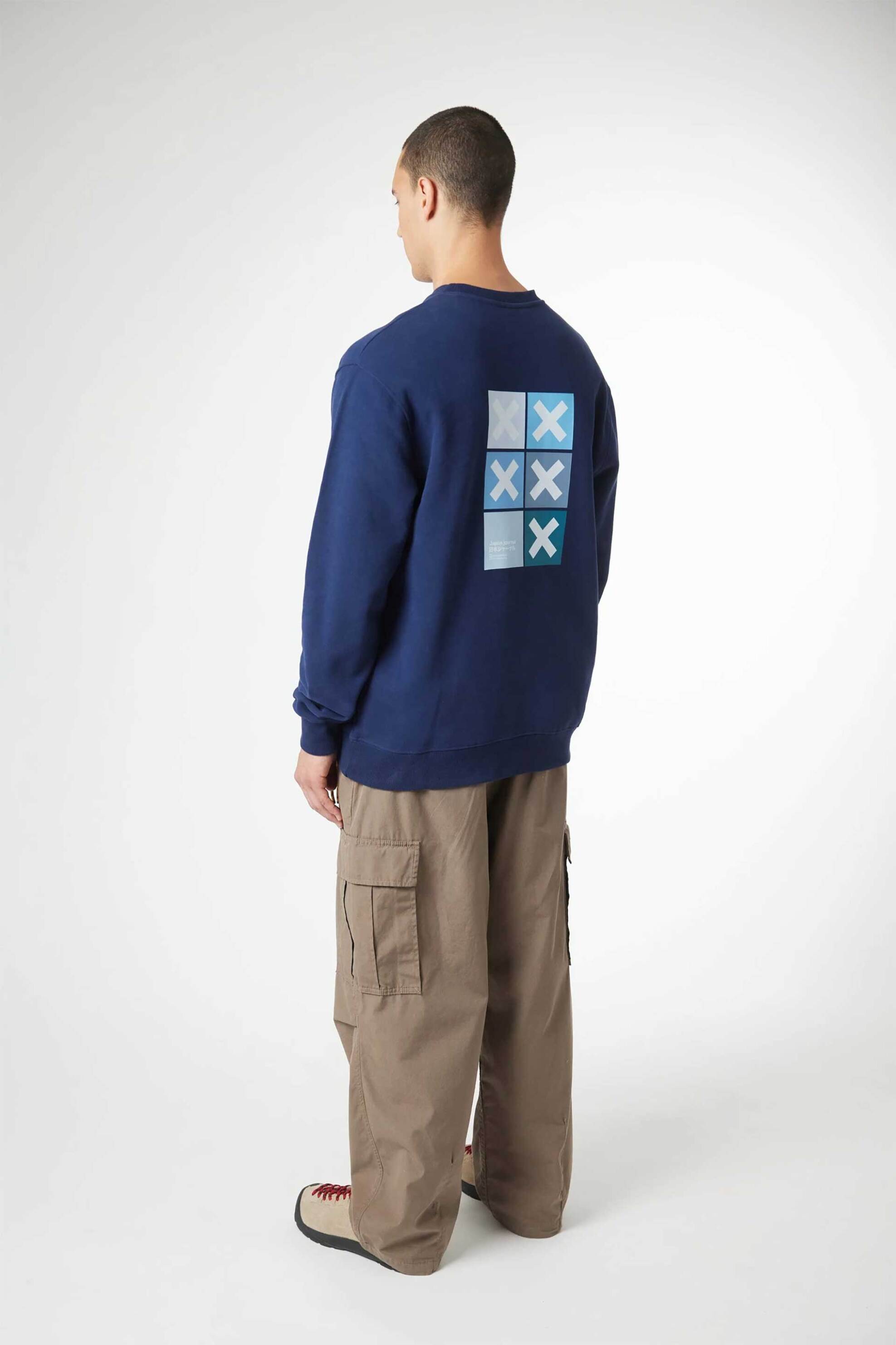 Blue Banana unisex μπλούζα φούτερ με κεντημένo Χ "Square" - AW25UG021SQUBL11/FW25 Σκούρο Μπλε φωτογραφία