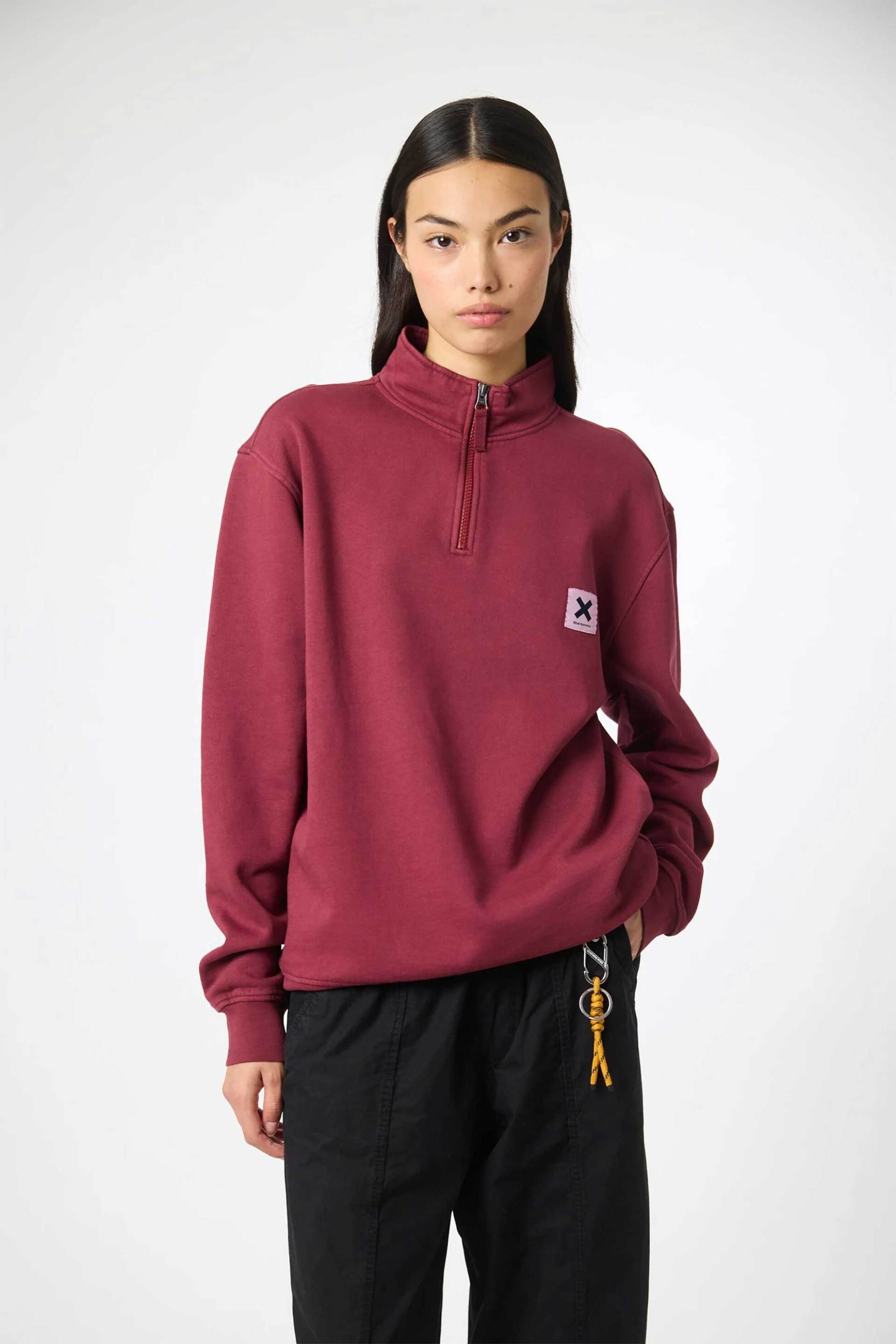 Blue Banana unisex μπλούζα φούτερ με κεντημένo Χ "Icon" - AW25UG022ICORD01/FW25 Μπορντό φωτογραφία