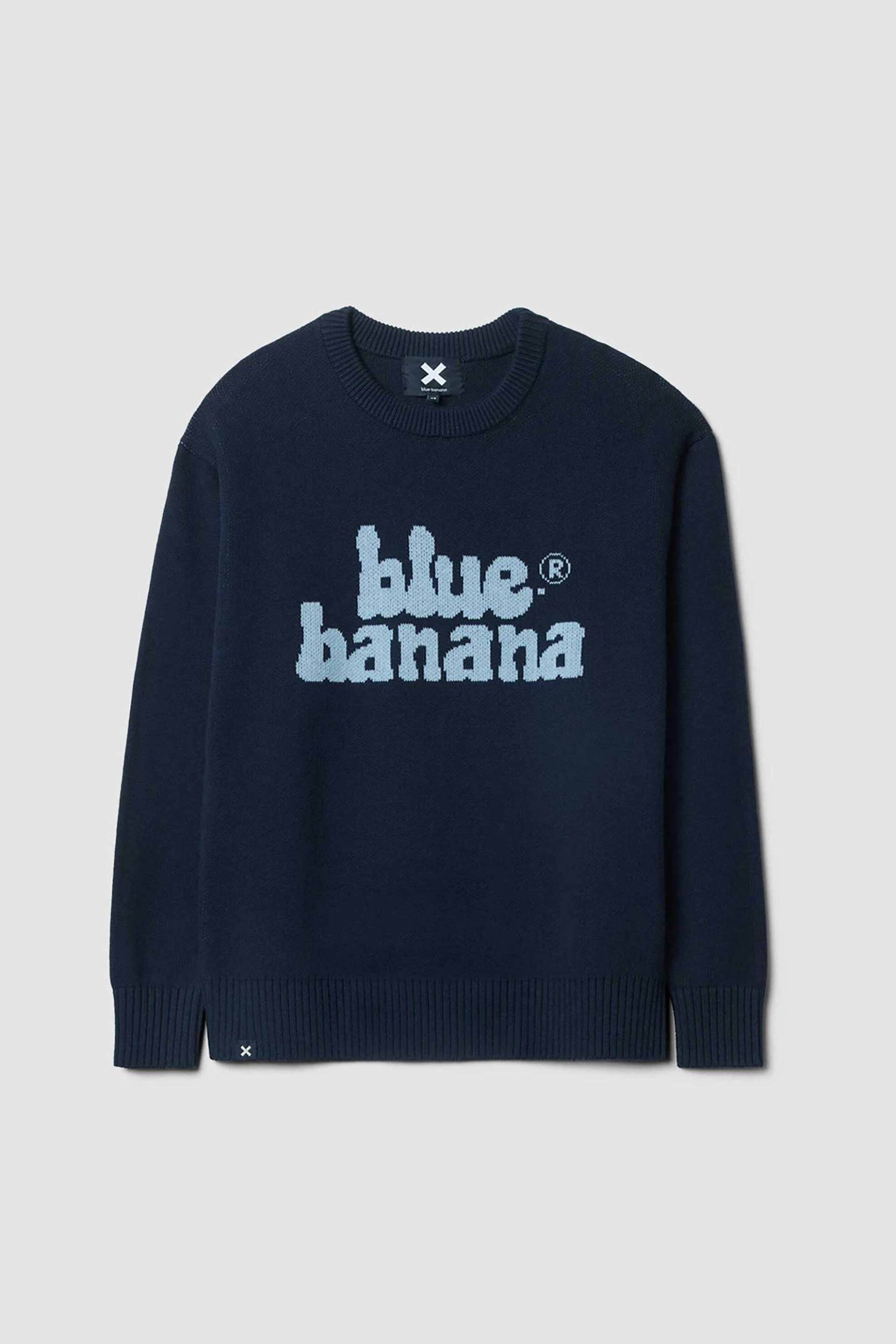 Blue Banana unisex μπλούζα φούτερ με logo print "Shelter" - AW25UG029SHLBL11/FW25 Σκούρο Μπλε