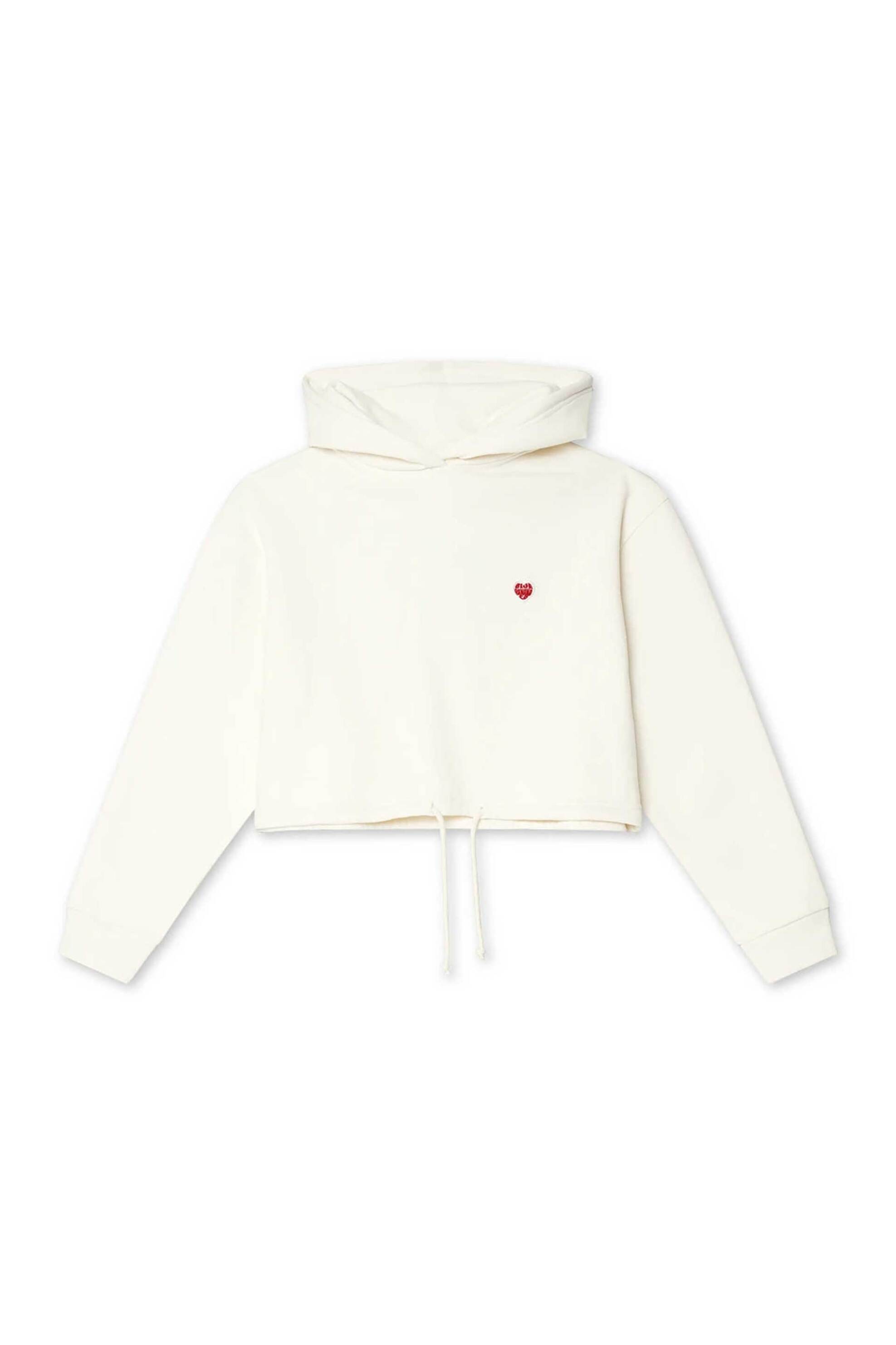 Blue Banana γυναικεία μπλούζα φούτερ cropped με κουκούλα "Heart" - AW25WG016HEAWH00/FW25 Λευκό