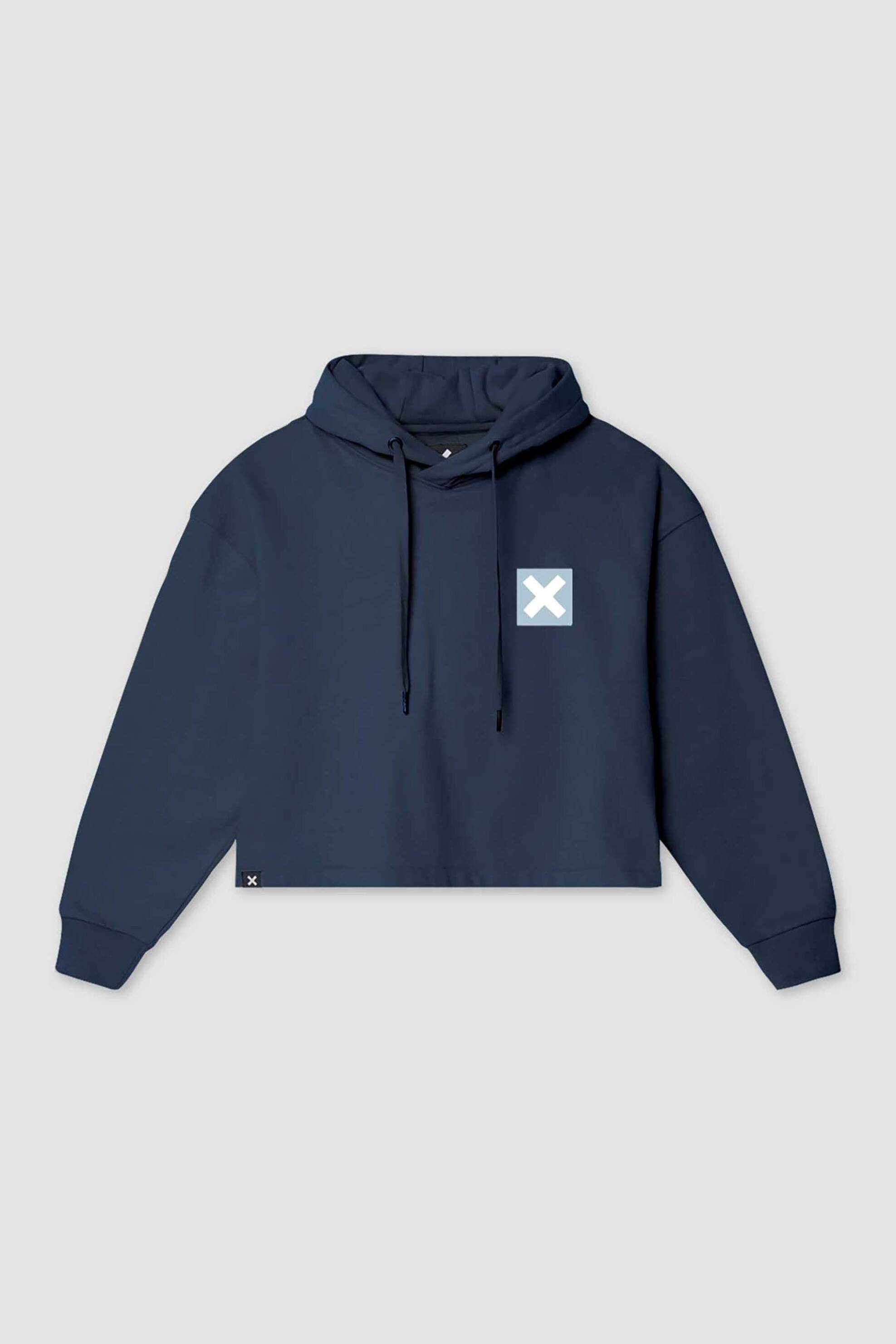 BLUE BANANA Blue Banana γυναικεία μπλούζα φούτερ cropped με κουκούλα "Nature" - AW25WG016NATBL07/FW25 Μπλε