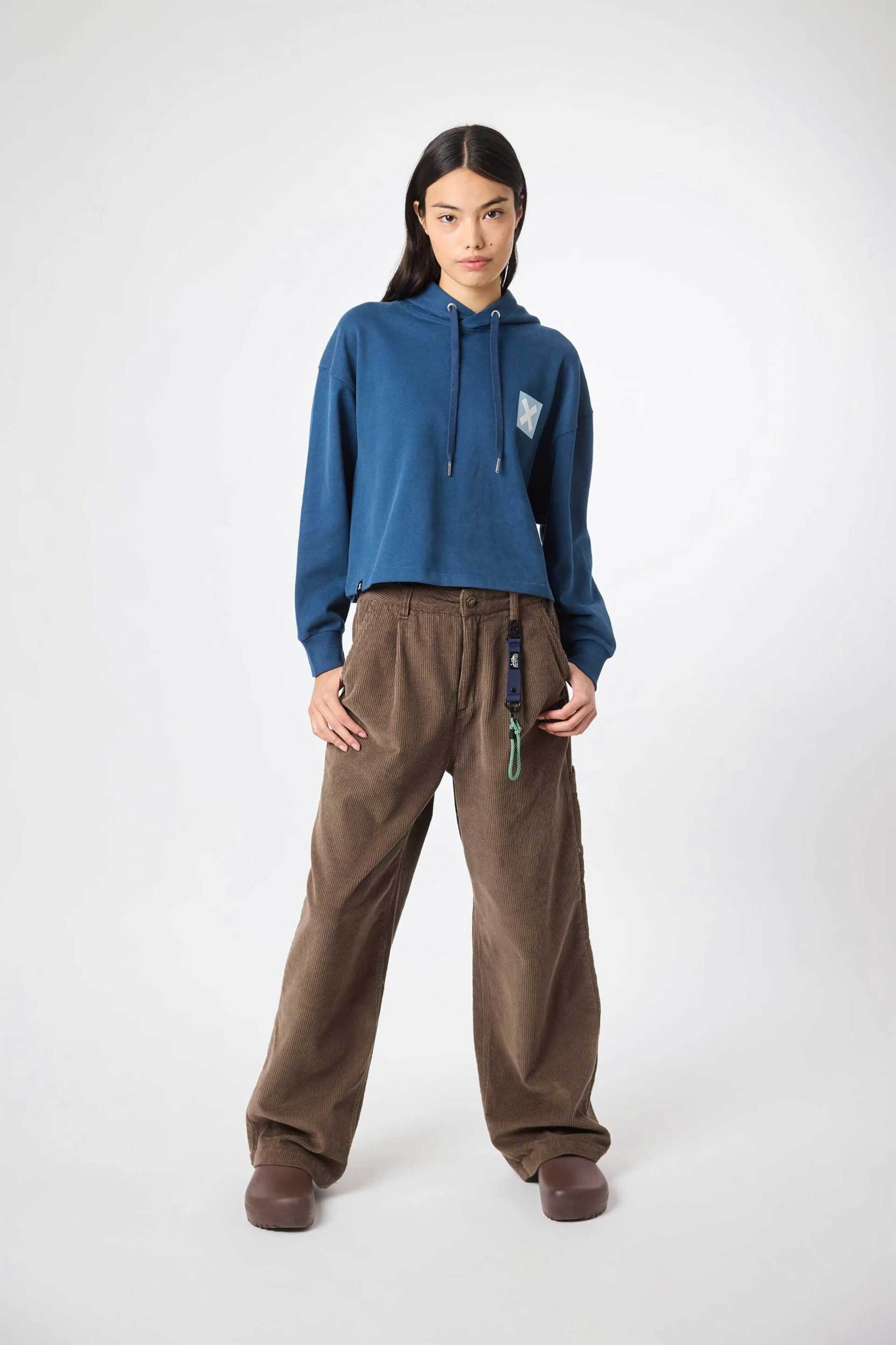 Blue Banana γυναικεία μπλούζα φούτερ cropped με κουκούλα "Nature" - AW25WG016NATBL07/FW25 Μπλε φωτογραφία