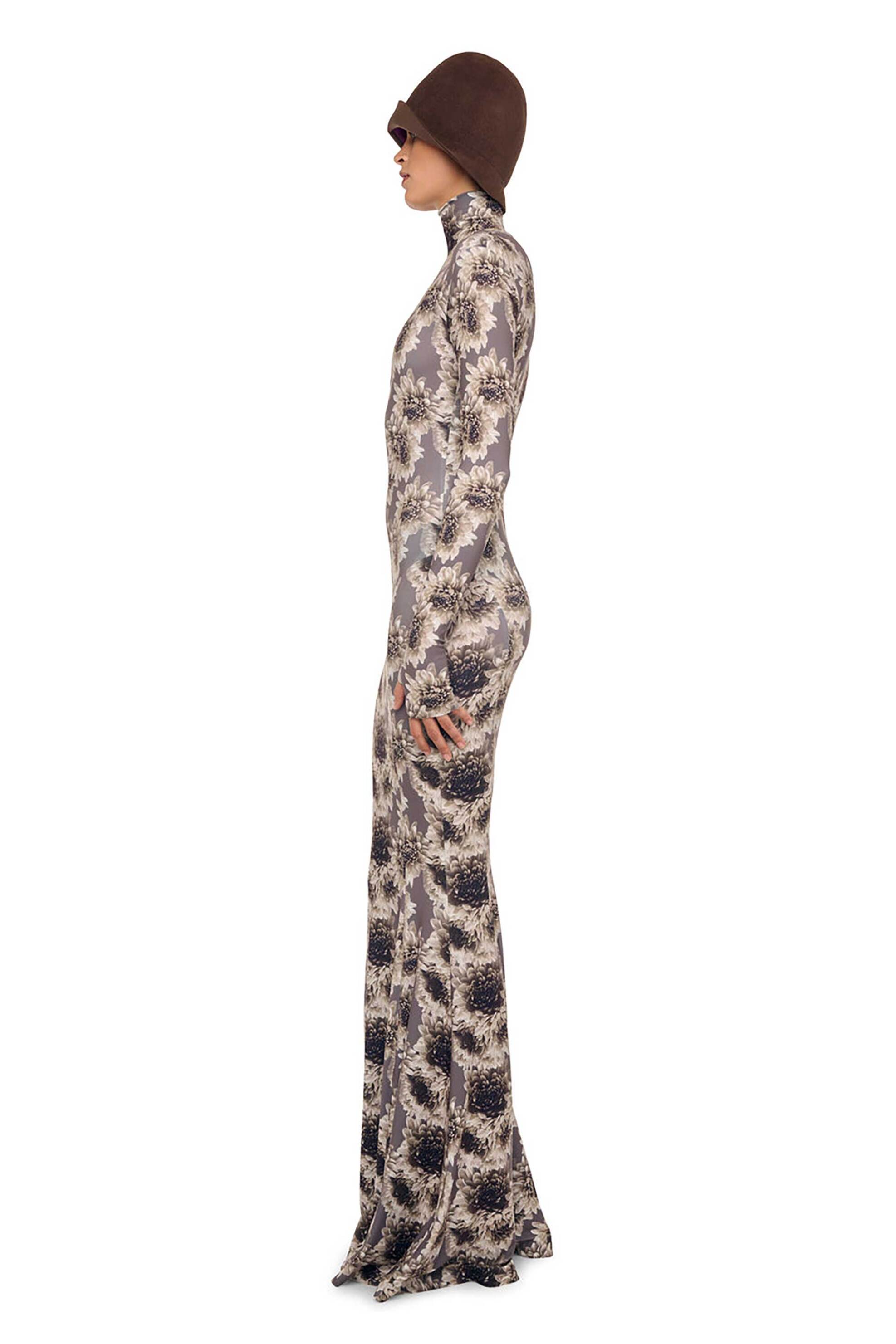 Norma Kamali γυναικείο maxi φόρεμα με floral print - KK3253PL251683 Λιλά φωτογραφία