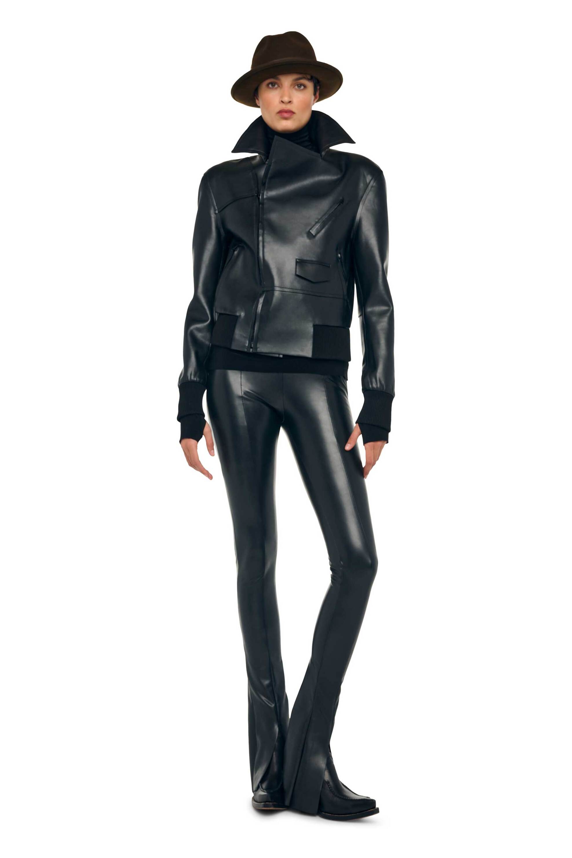NORMA KAMALI Norma Kamali γυναικείο παντελόνι κολάν faux δέρμα Slim Fit - ST2237LV016001 Μαύρο