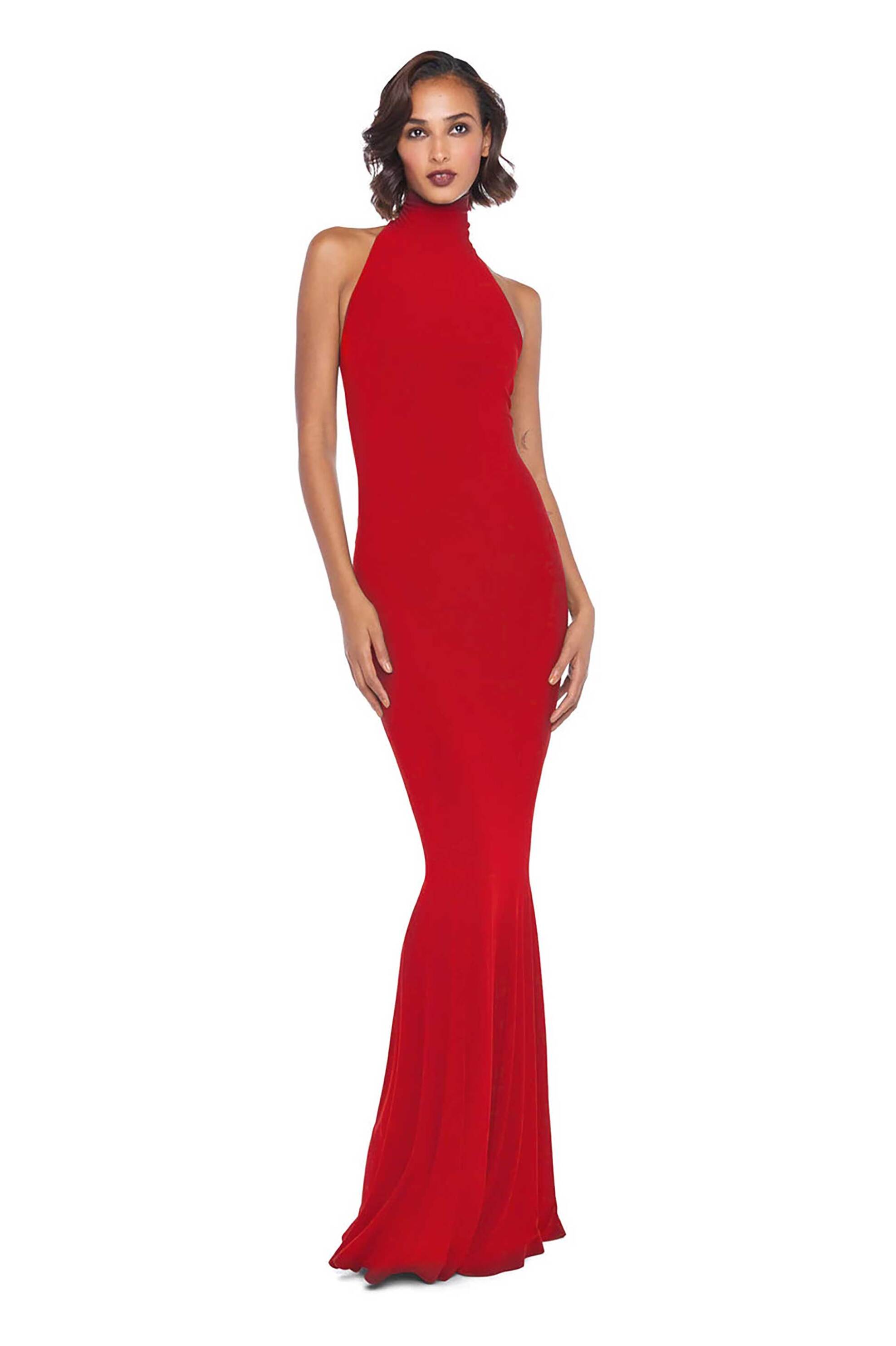 NORMA KAMALI Norma Kamali γυναικείο maxi φόρεμα με halter λαιμόκοψη - KK2253PLB14946 Κόκκινο