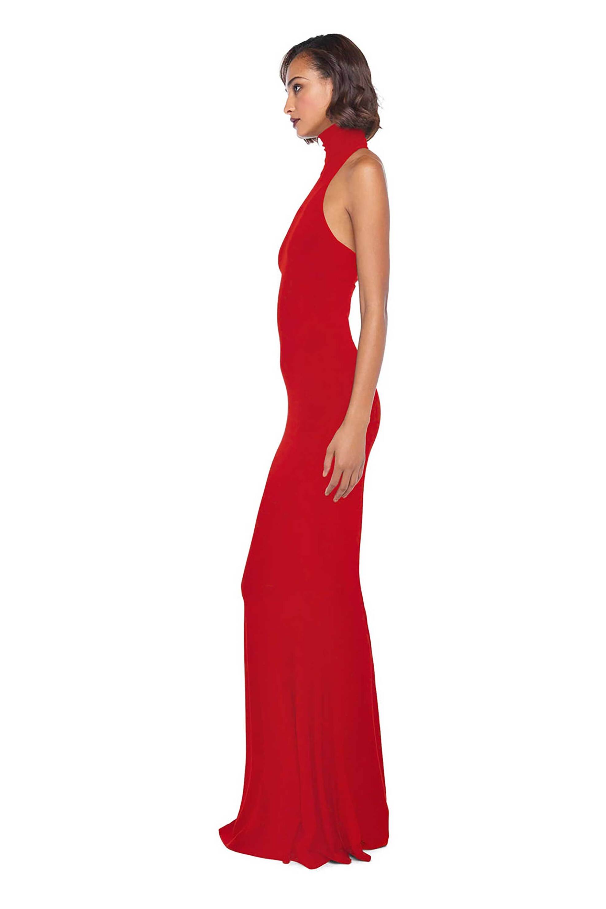 Norma Kamali γυναικείο maxi φόρεμα με halter λαιμόκοψη - KK2253PLB14946 Κόκκινο φωτογραφία