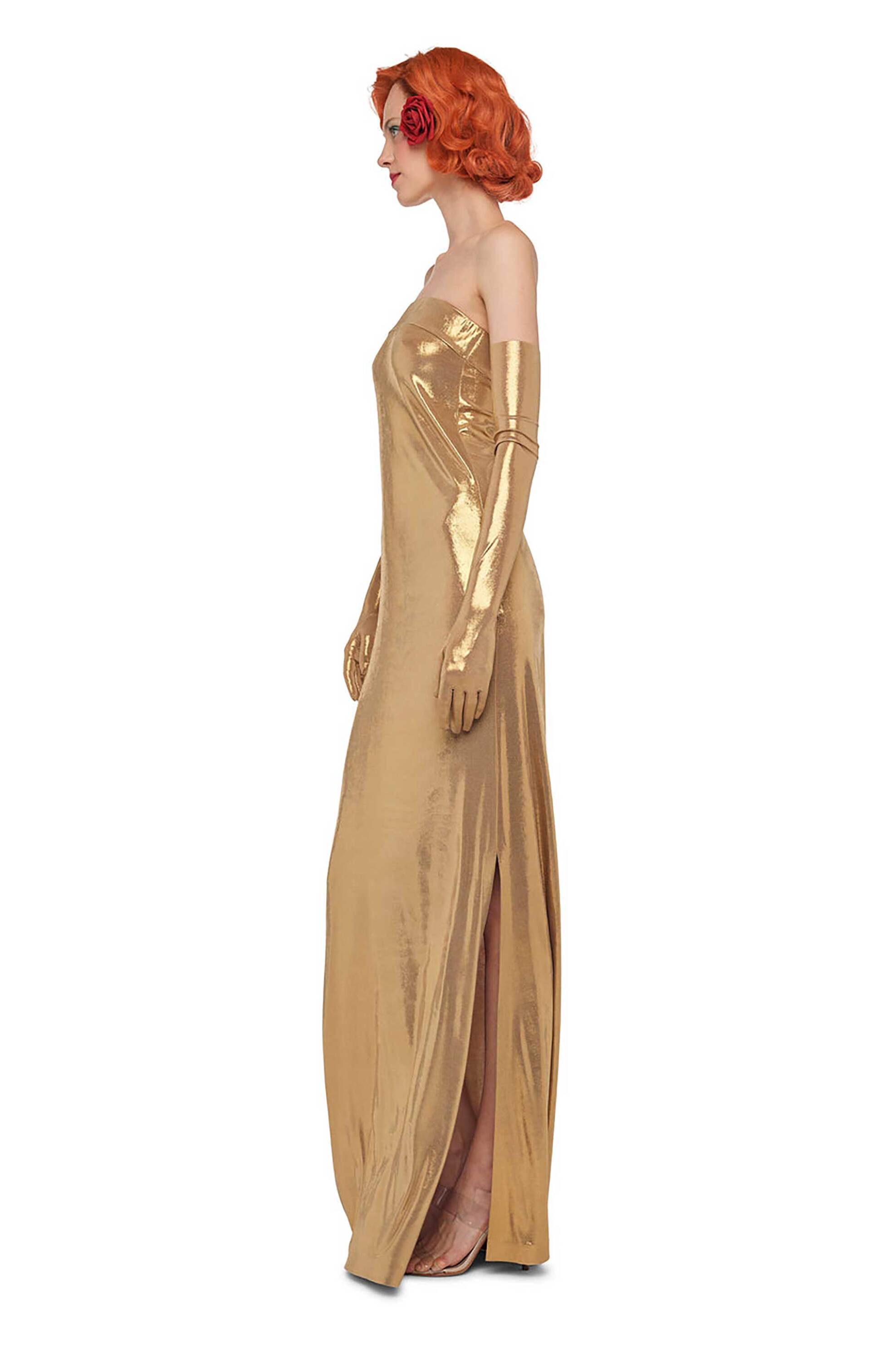 Norma Kamali γυναικείο maxi φόρεμα στράπλες - ST2253LME86008 Χρυσό φωτογραφία