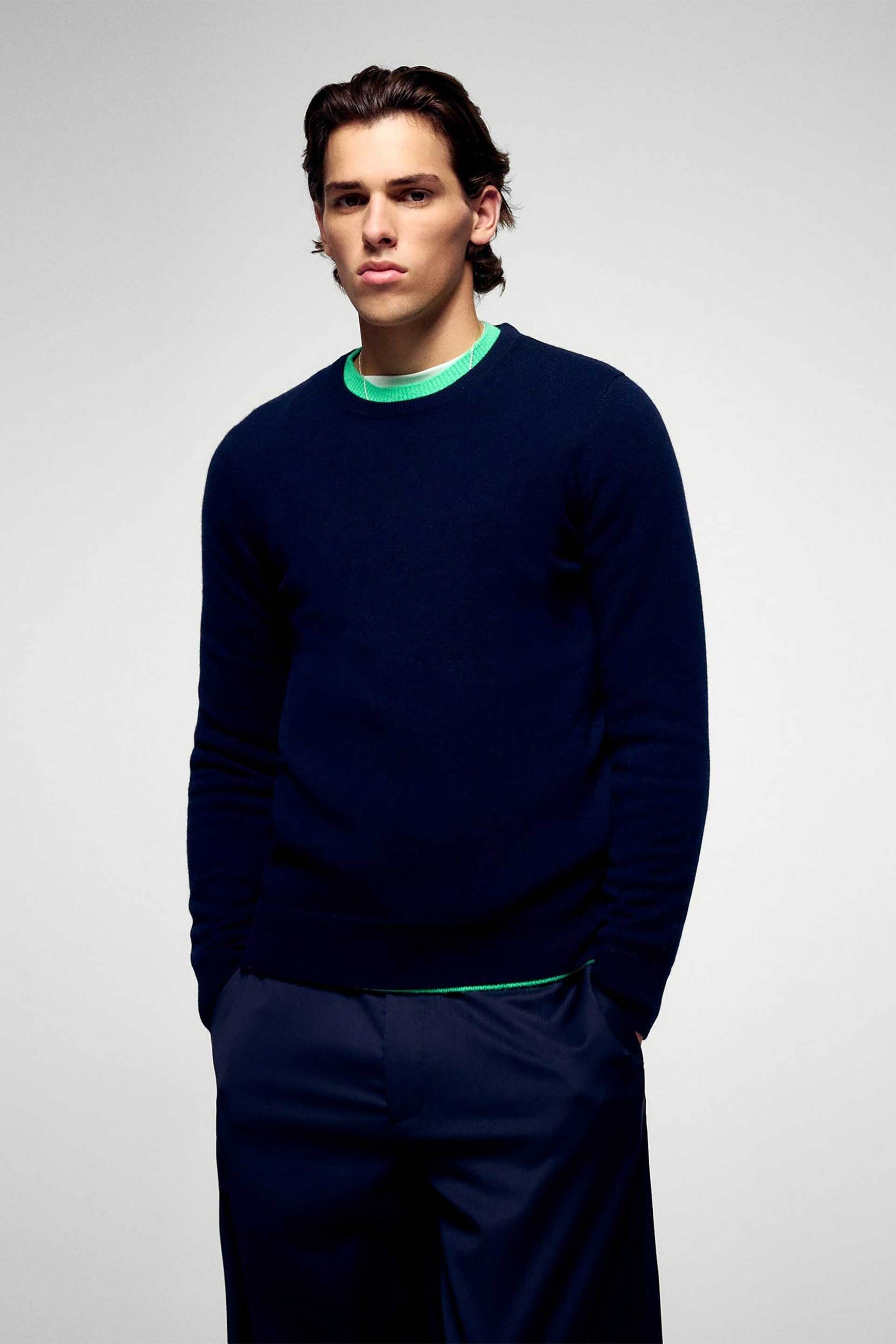 From Future ανδρικό πουλόβερ από κασμίρι Regular Fit - PERMMPR00051W Σκούρο Μπλε