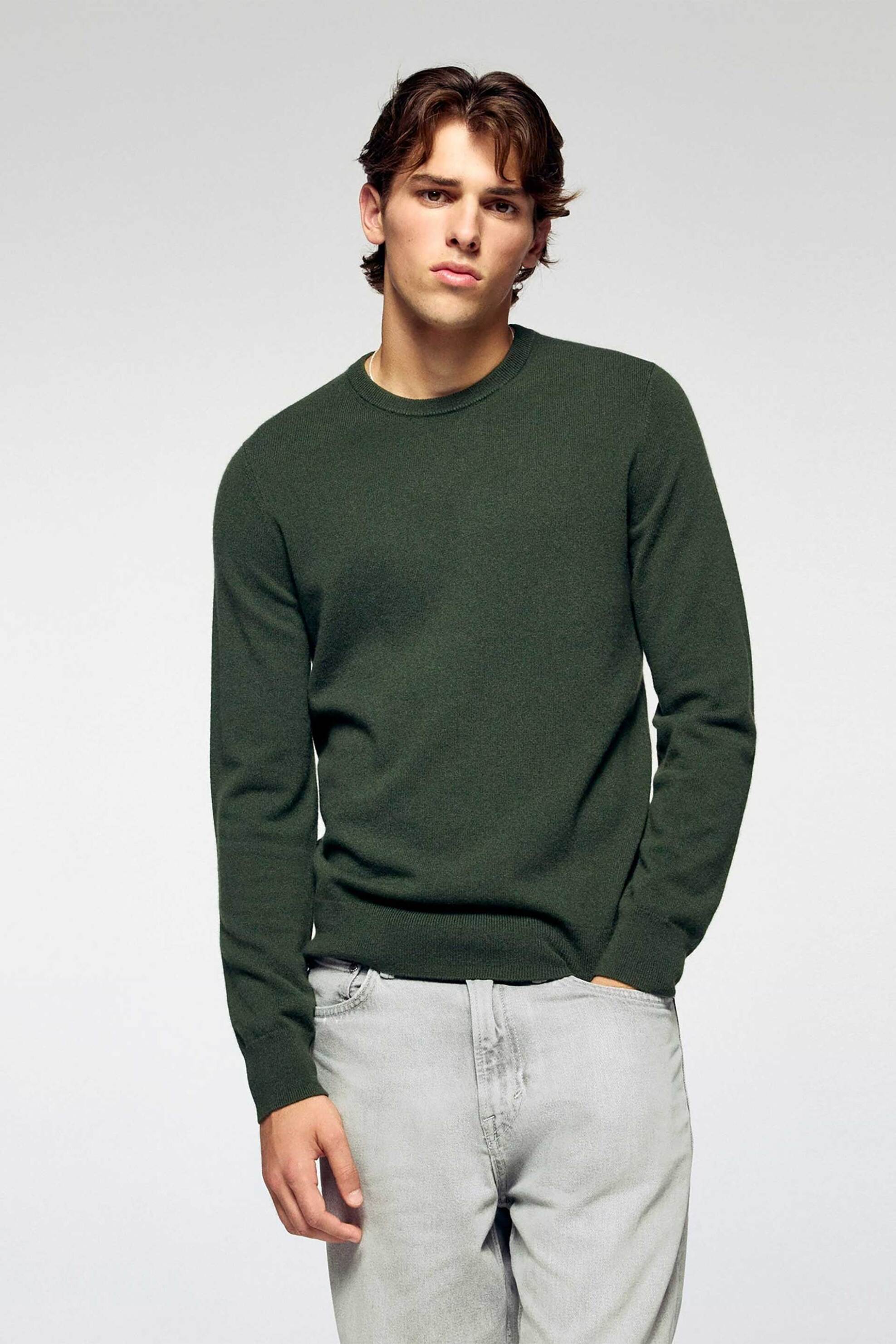 From Future ανδρικό πουλόβερ από κασμίρι Regular Fit - PERMMPR00051W Χακί