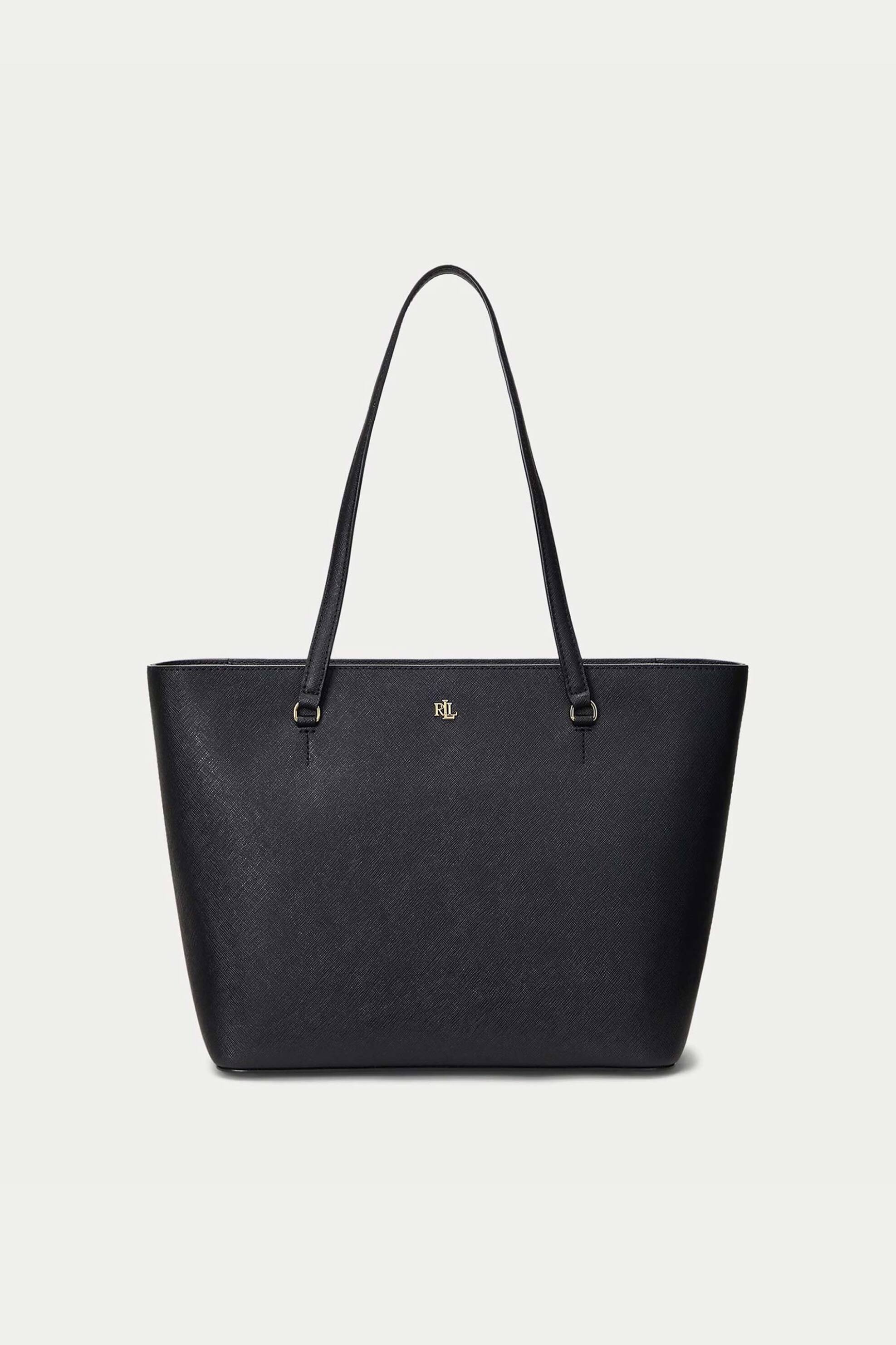 LAUREN RALPH LAUREN Lauren Ralph Lauren γυναικεία δερμάτινη τσάντα tote "Karly Medium" - 25264839-ONE Μαύρο