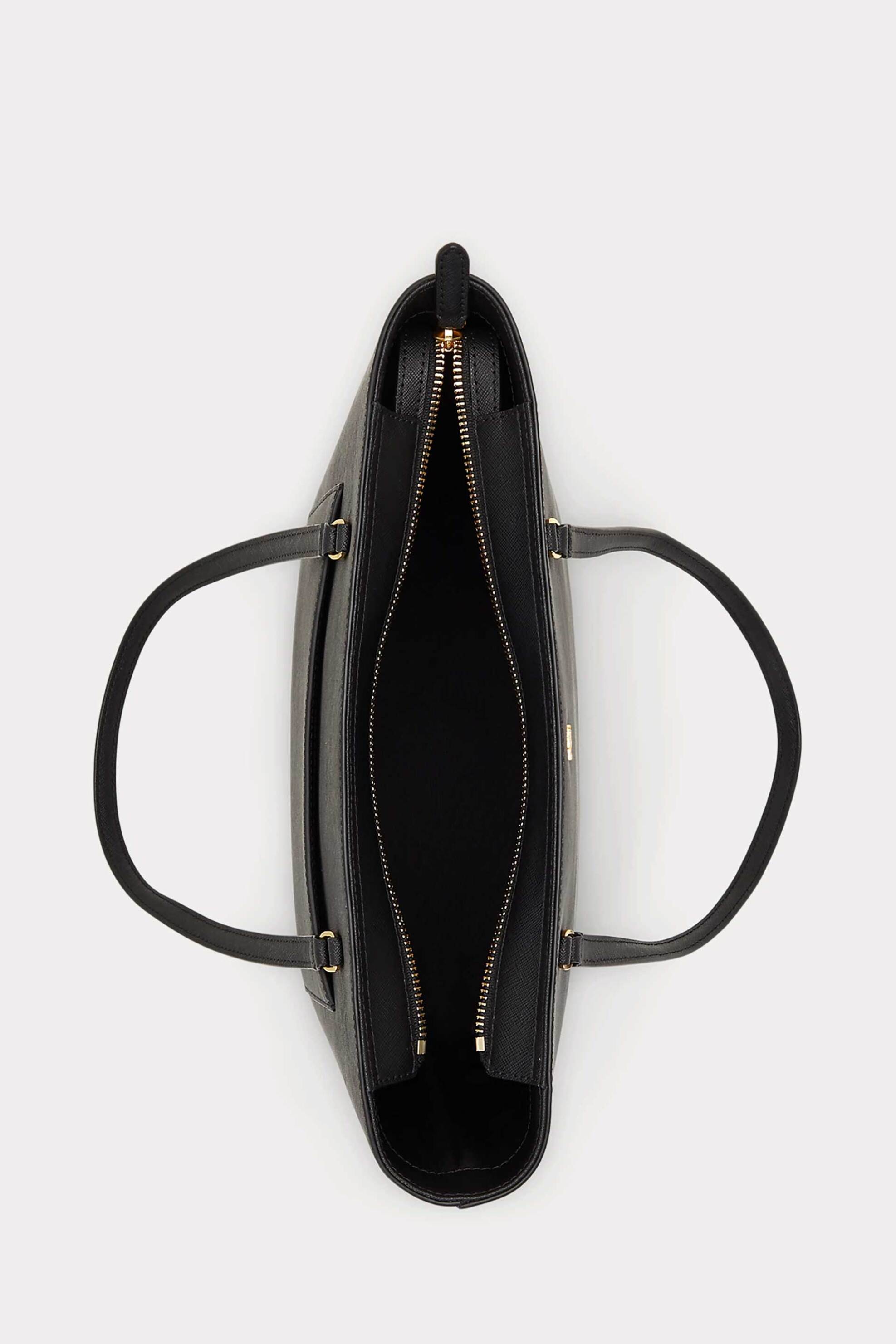 LAUREN RALPH LAUREN Lauren Ralph Lauren γυναικεία δερμάτινη τσάντα tote "Karly Medium" - 25264839-ONE Μαύρο - 4