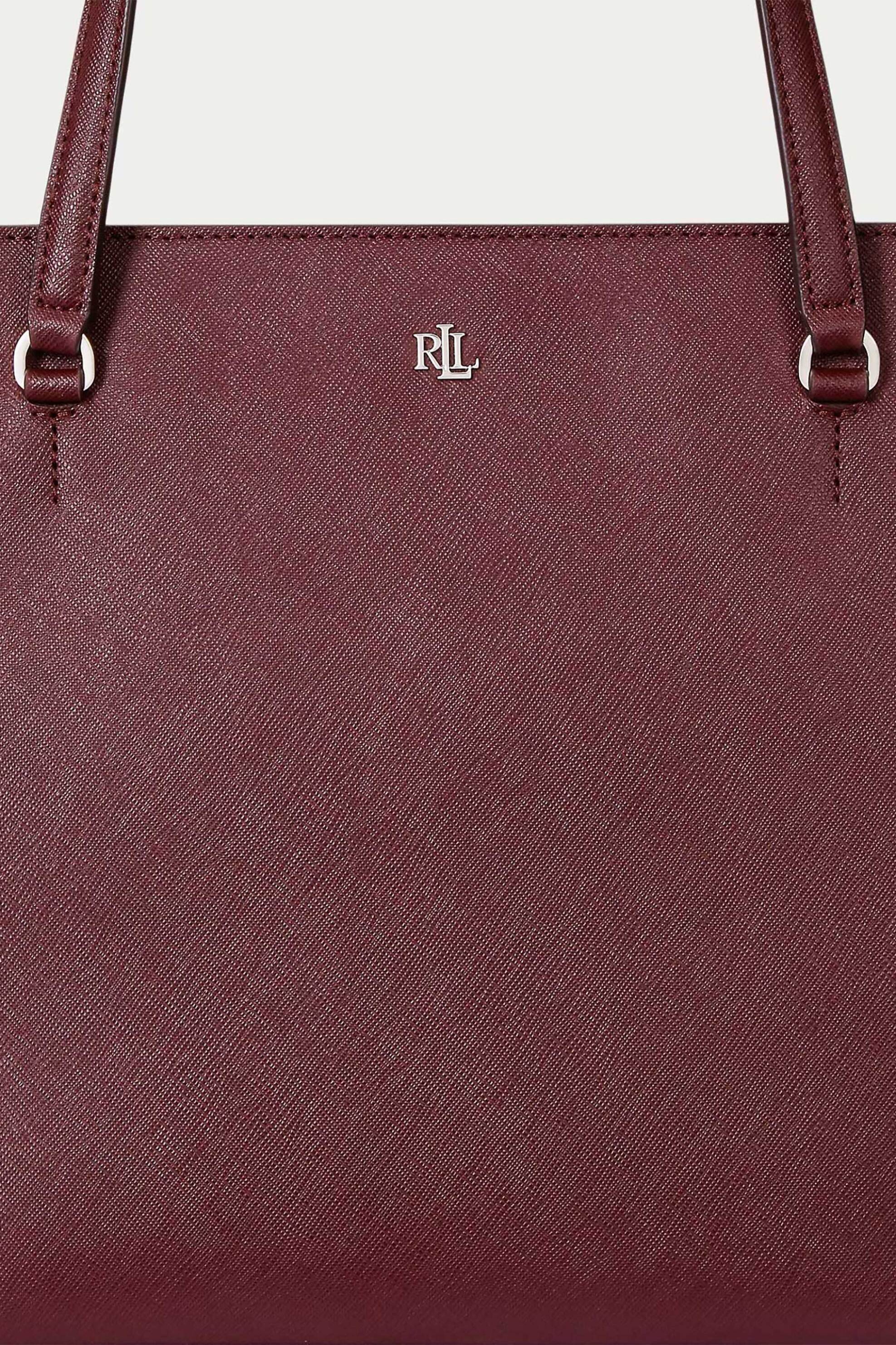 LAUREN RALPH LAUREN Lauren Ralph Lauren γυναικεία δερμάτινη τσάντα tote με μεταλλικό monogram "Karly Medium" - 25264010-ONE Μπορντό Σκούρο - 3