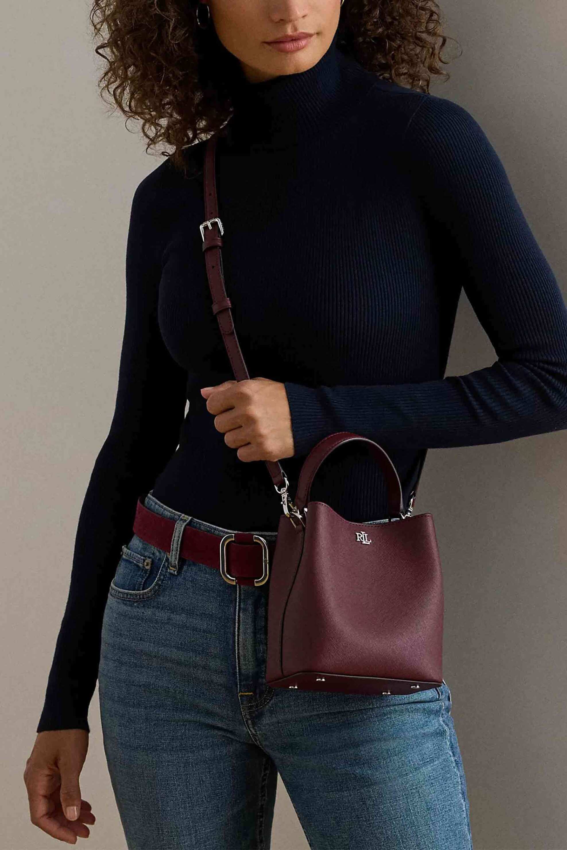 LAUREN RALPH LAUREN Lauren Ralph Lauren γυναικεία τσάντα ώμου "Reese Bucket Small" - 25264052-ONE Μπορντό - 4