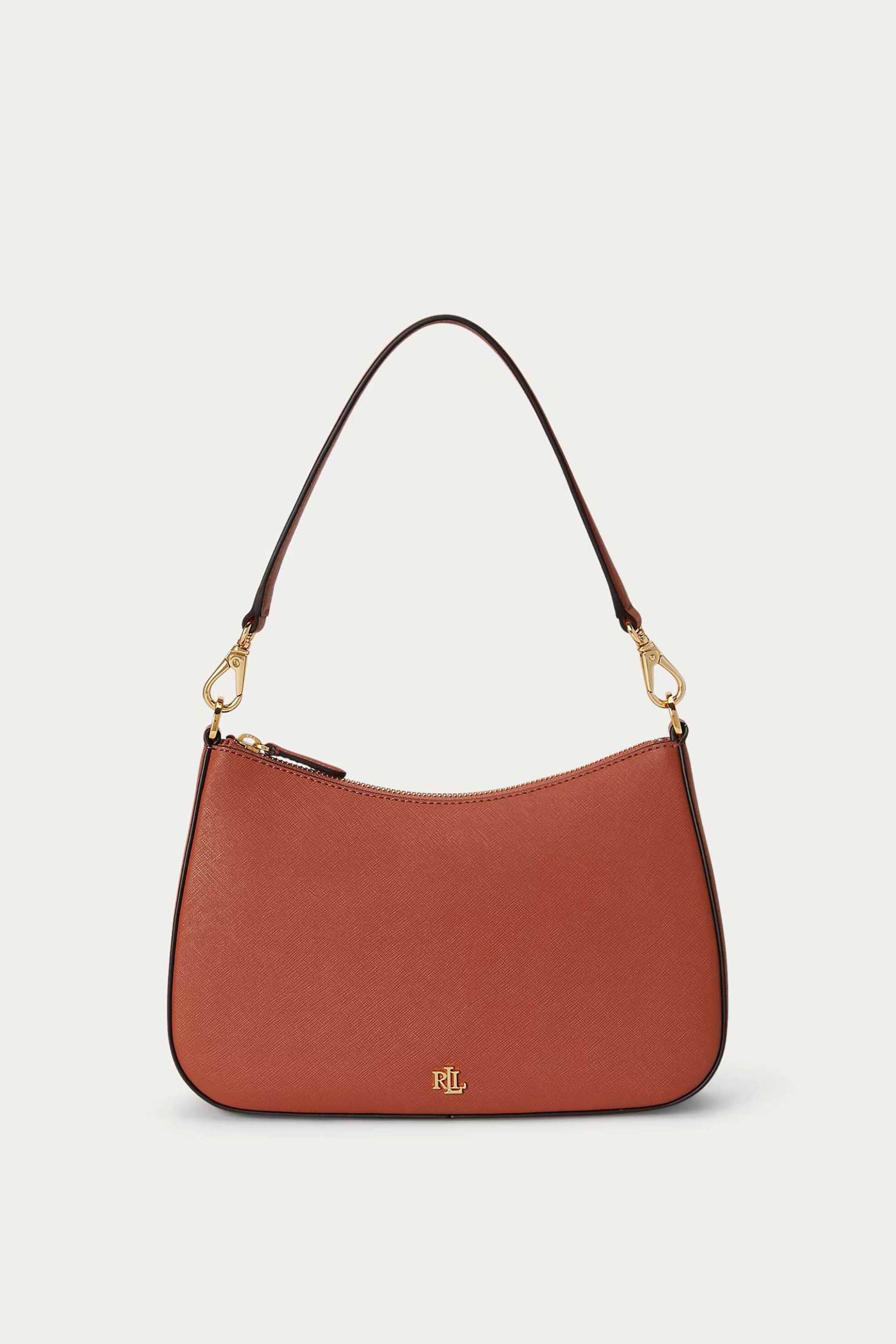 Lauren Ralph Lauren γυναικεία δερμάτινη τσάντα ώμου με μεταλλικό monogram 