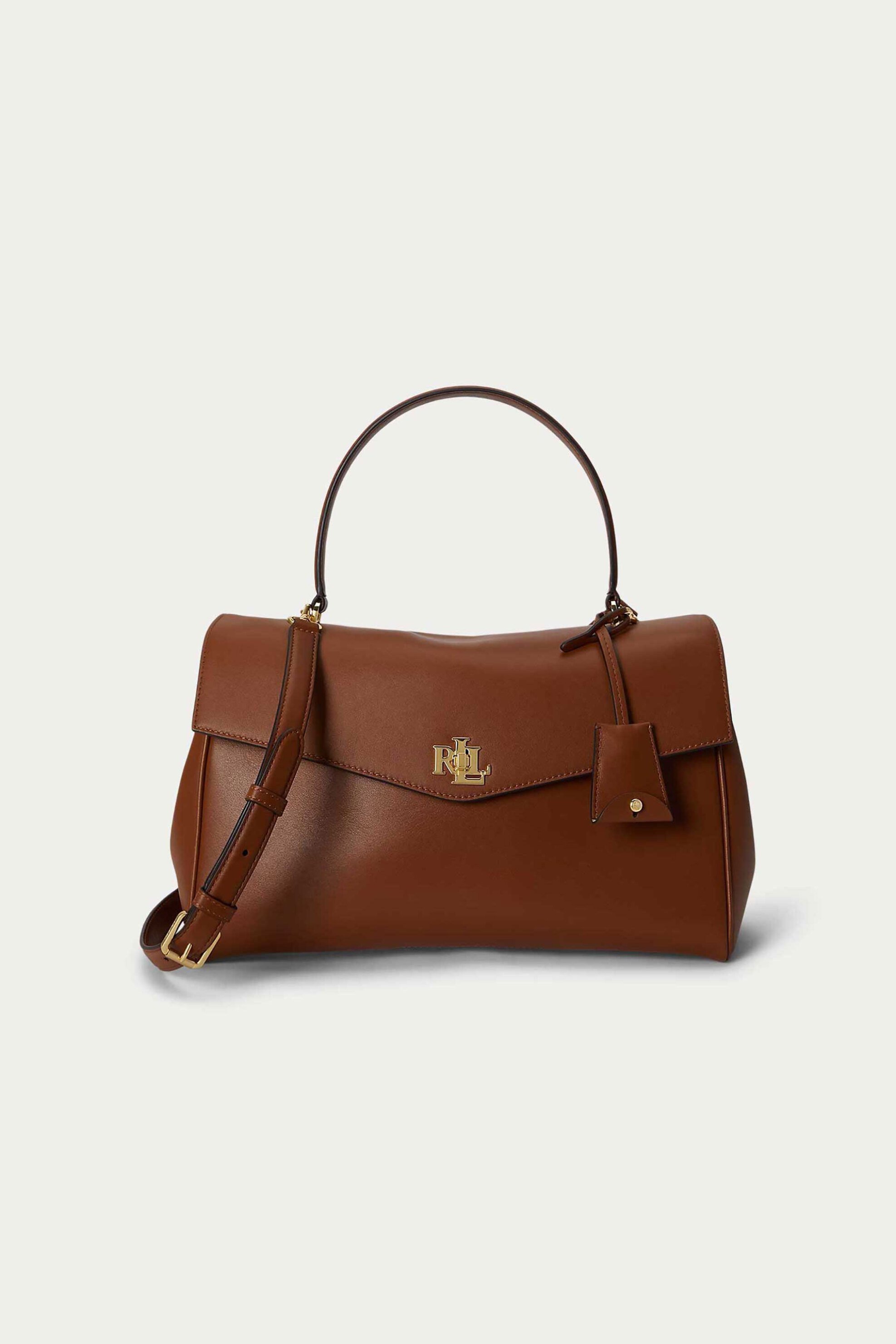 Lauren Ralph Lauren γυναικεία δερμάτινη τσάντα χειρός με μεταλλικό monogram 