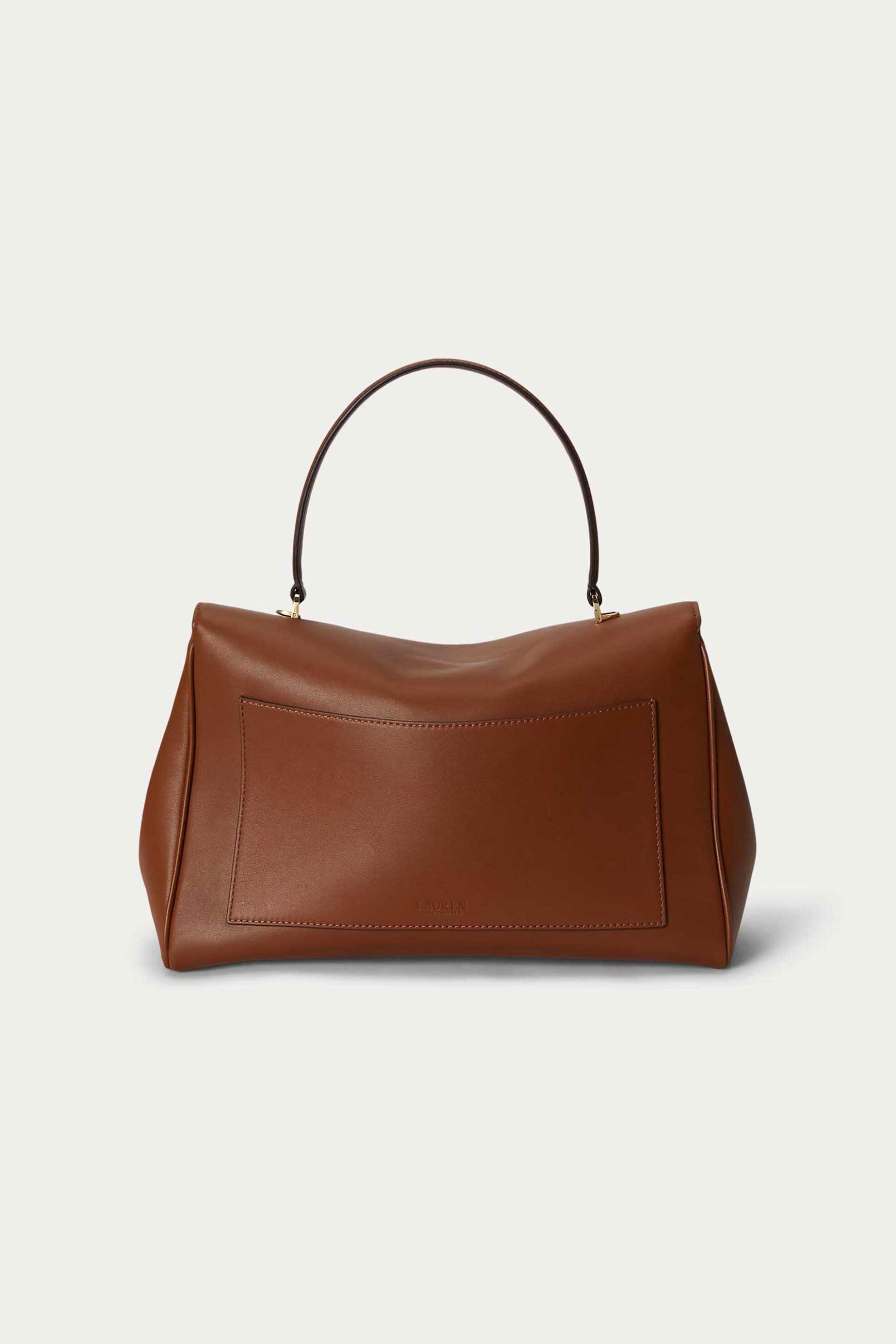 LAUREN RALPH LAUREN Lauren Ralph Lauren γυναικεία δερμάτινη τσάντα χειρός με μεταλλικό monogram "Farrah Medium" - 26168881-ONE Καφέ - 4