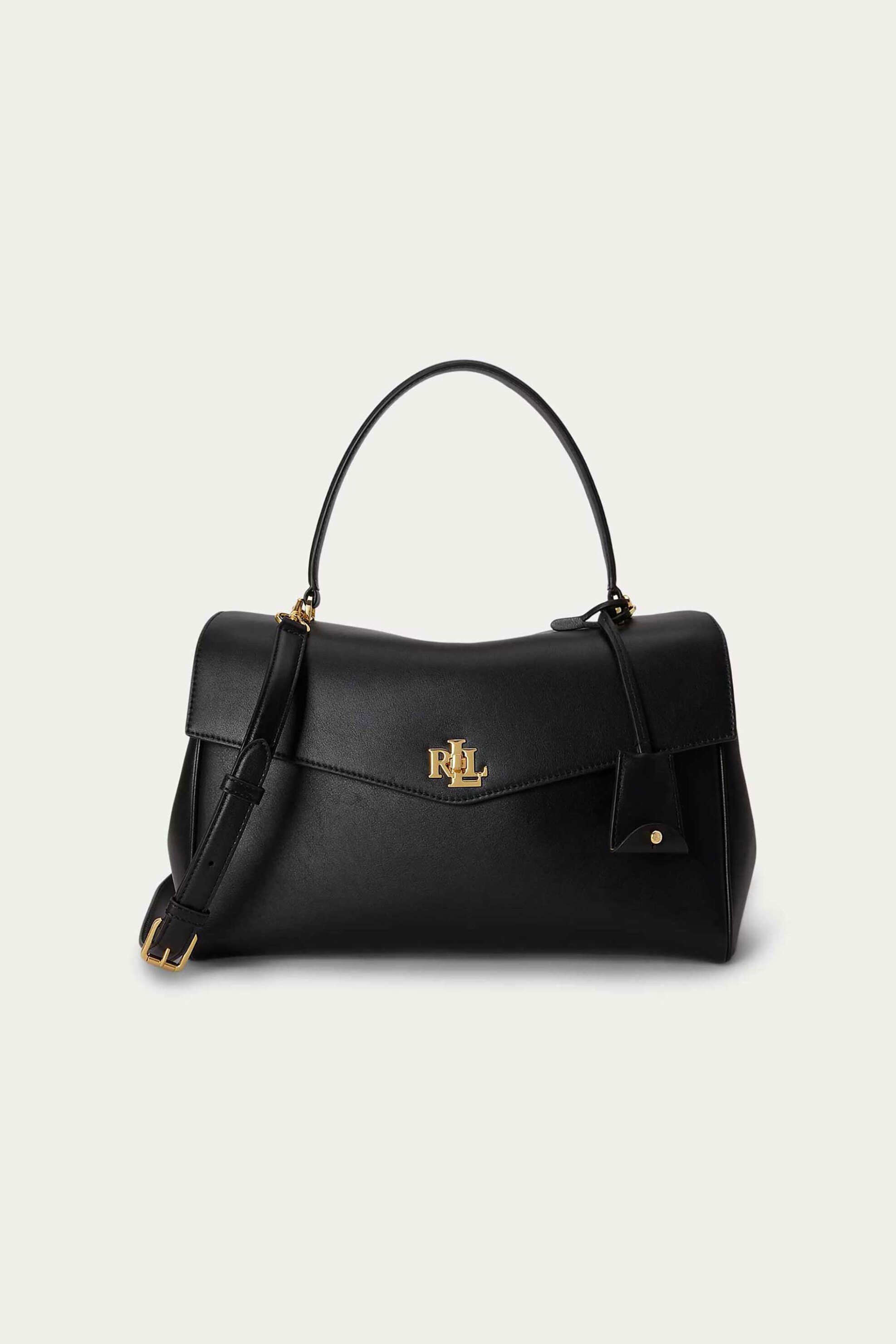 Lauren Ralph Lauren γυναικεία δερμάτινη τσάντα χειρός με μεταλλικό monogram 