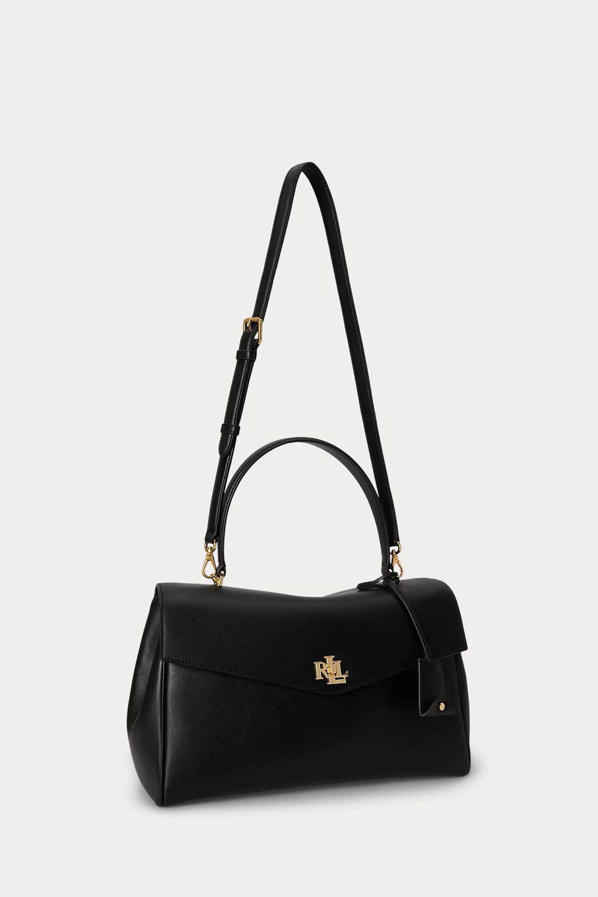Lauren Ralph Lauren γυναικεία δερμάτινη τσάντα χειρός με μεταλλικό monogram 