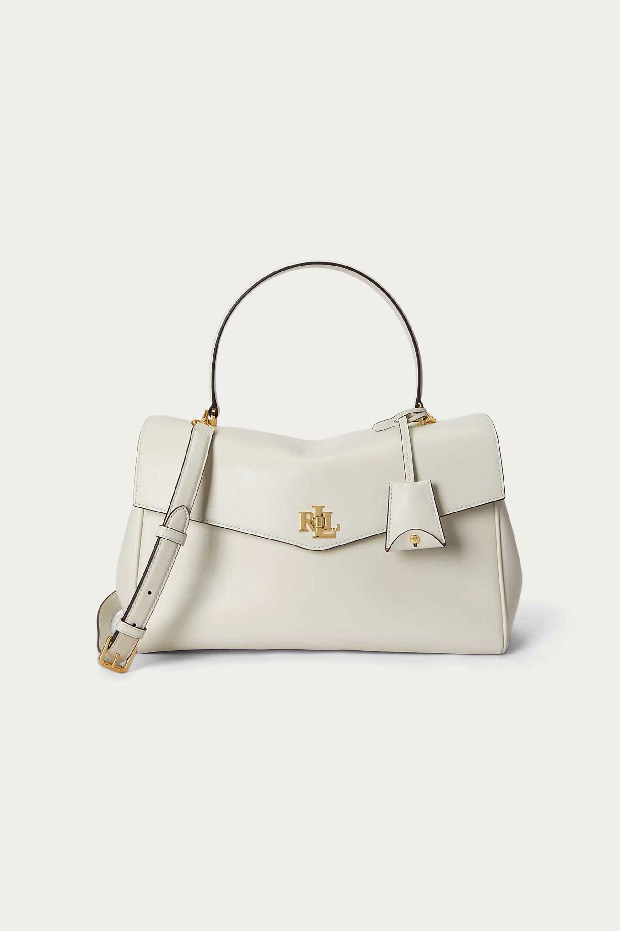 Lauren Ralph Lauren γυναικεία δερμάτινη τσάντα χειρός με μεταλλικό monogram 