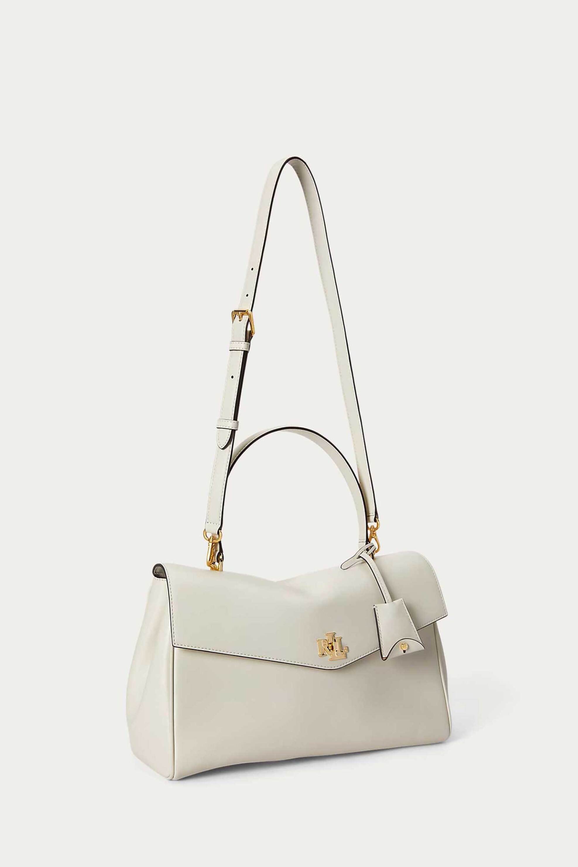 Lauren Ralph Lauren γυναικεία δερμάτινη τσάντα χειρός με μεταλλικό monogram 
