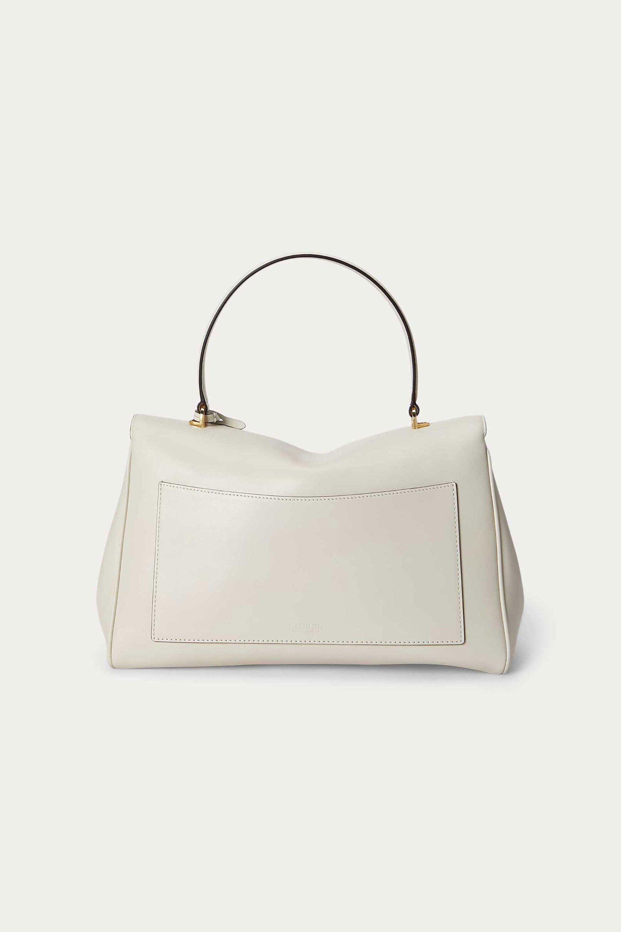 LAUREN RALPH LAUREN Lauren Ralph Lauren γυναικεία δερμάτινη τσάντα χειρός με μεταλλικό monogram "Farrah Medium" - 26168883-ONE Υπόλευκο - 4