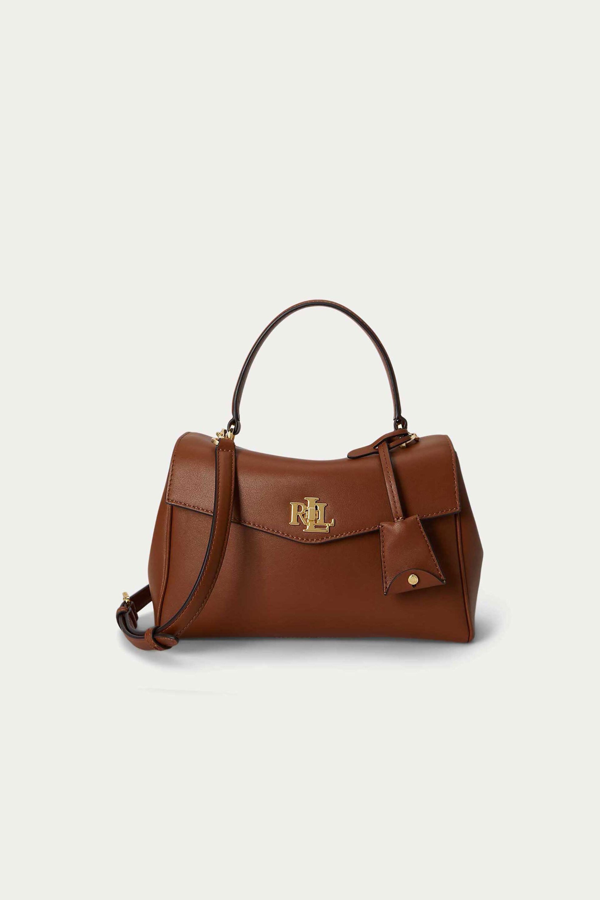 Lauren Ralph Lauren γυναικεία δερμάτινη τσάντα χειρός με μεταλλικό monogram 