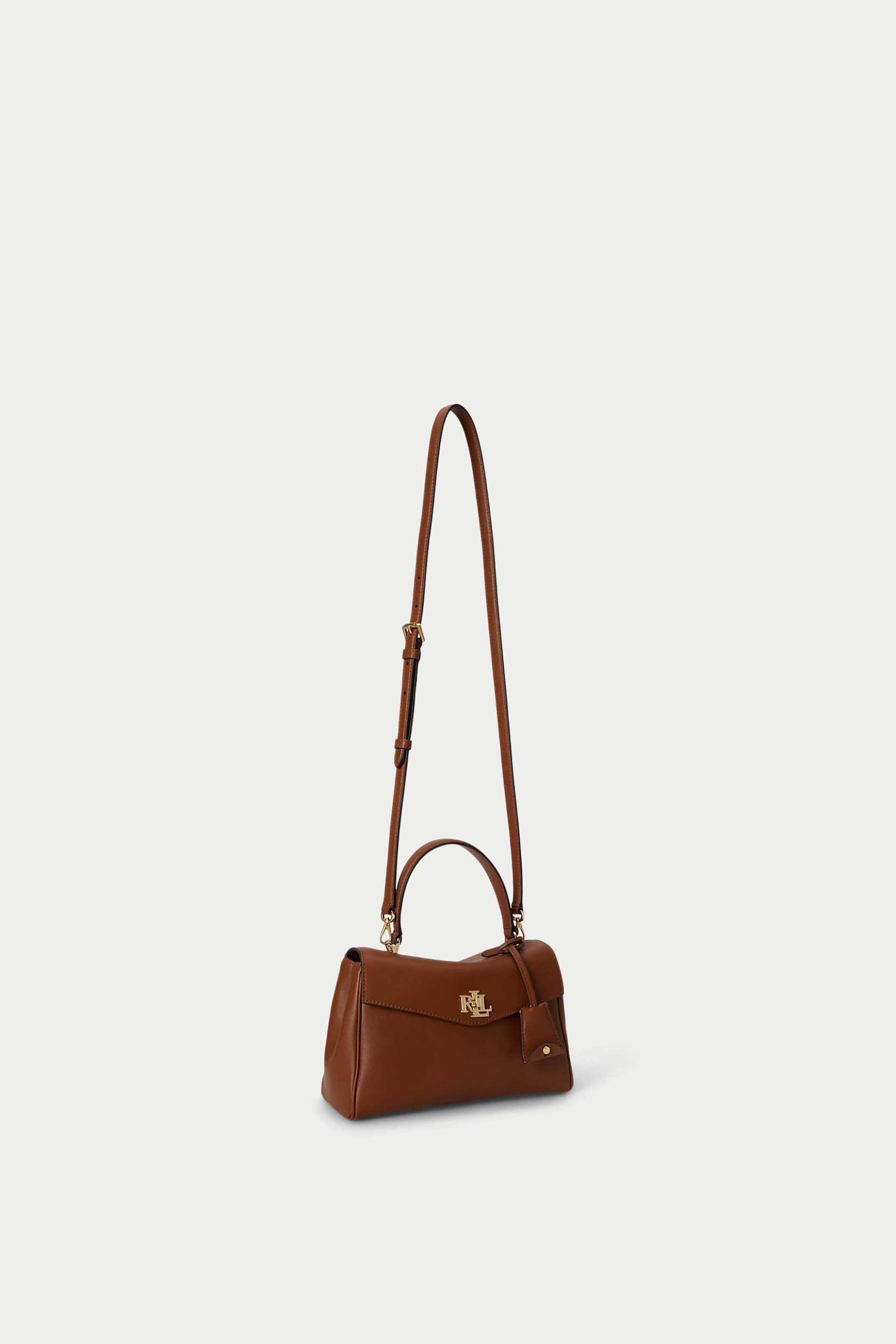 Lauren Ralph Lauren γυναικεία δερμάτινη τσάντα χειρός με μεταλλικό monogram 