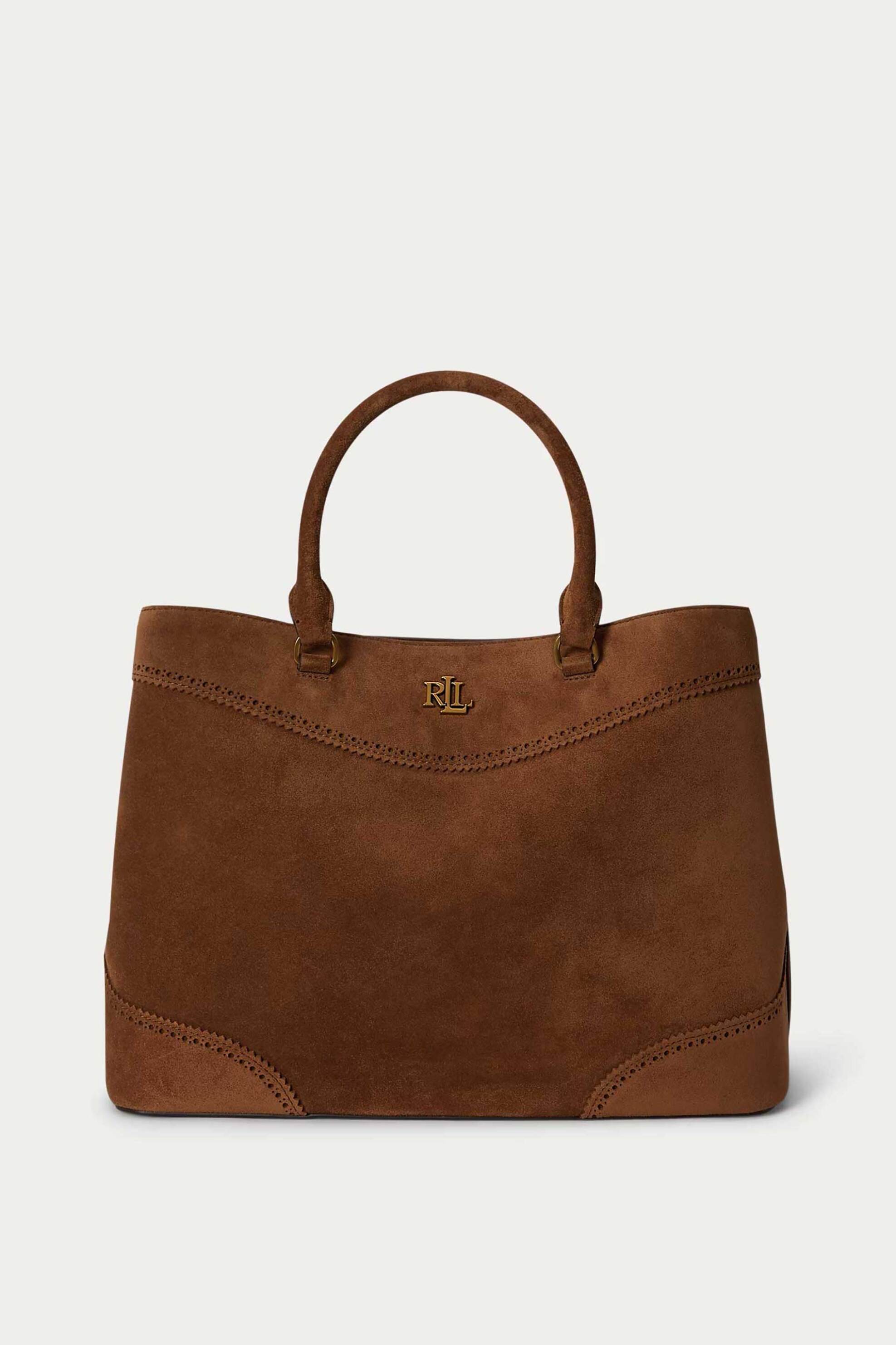 Lauren Ralph Lauren γυναικεία suede τσάντα χειρός με μεταλλικό monogram 