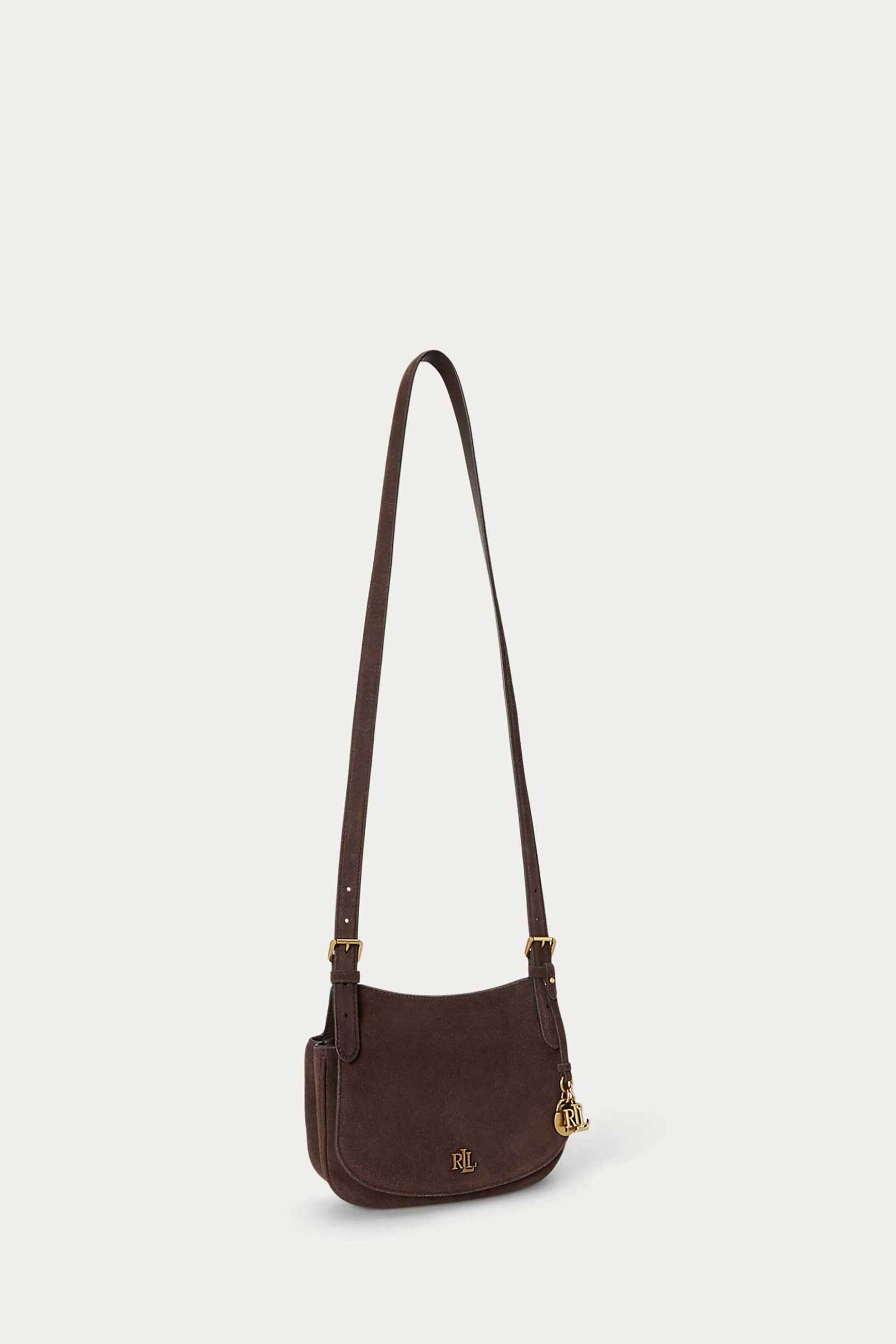 Lauren Ralph Lauren γυναικεία suede τσάντα crossbody με μεταλλικό monogram 