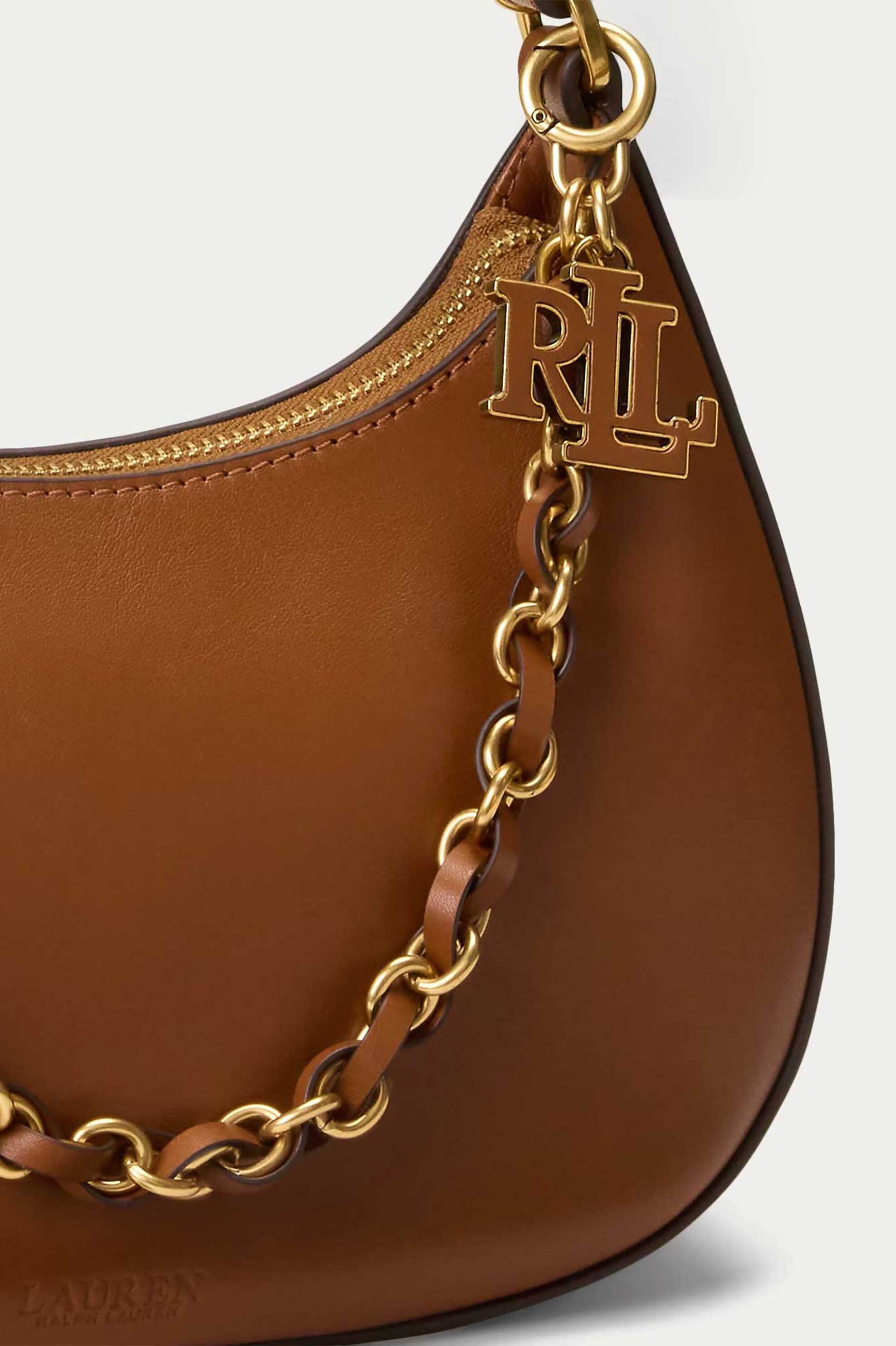 LAUREN RALPH LAUREN Lauren Ralph Lauren γυναικεία δερμάτινη τσάντα ώμου με αλυσίδα και monogram "Marcy Medium" - 26168952-ONE Ταμπά - 3