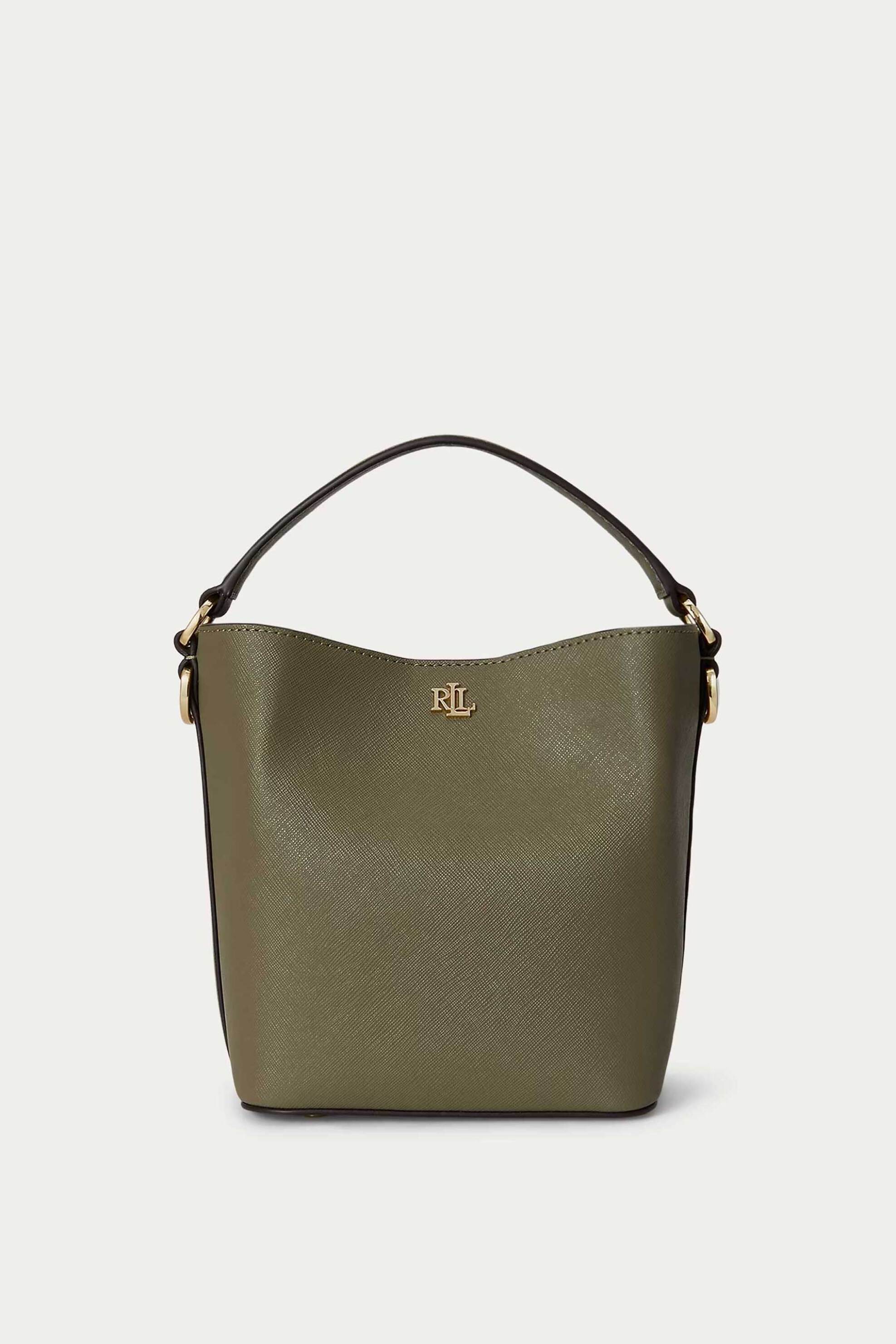 Lauren Ralph Lauren γυναικεία δερμάτινη τσάντα bucket με μεταλλικό monogram 