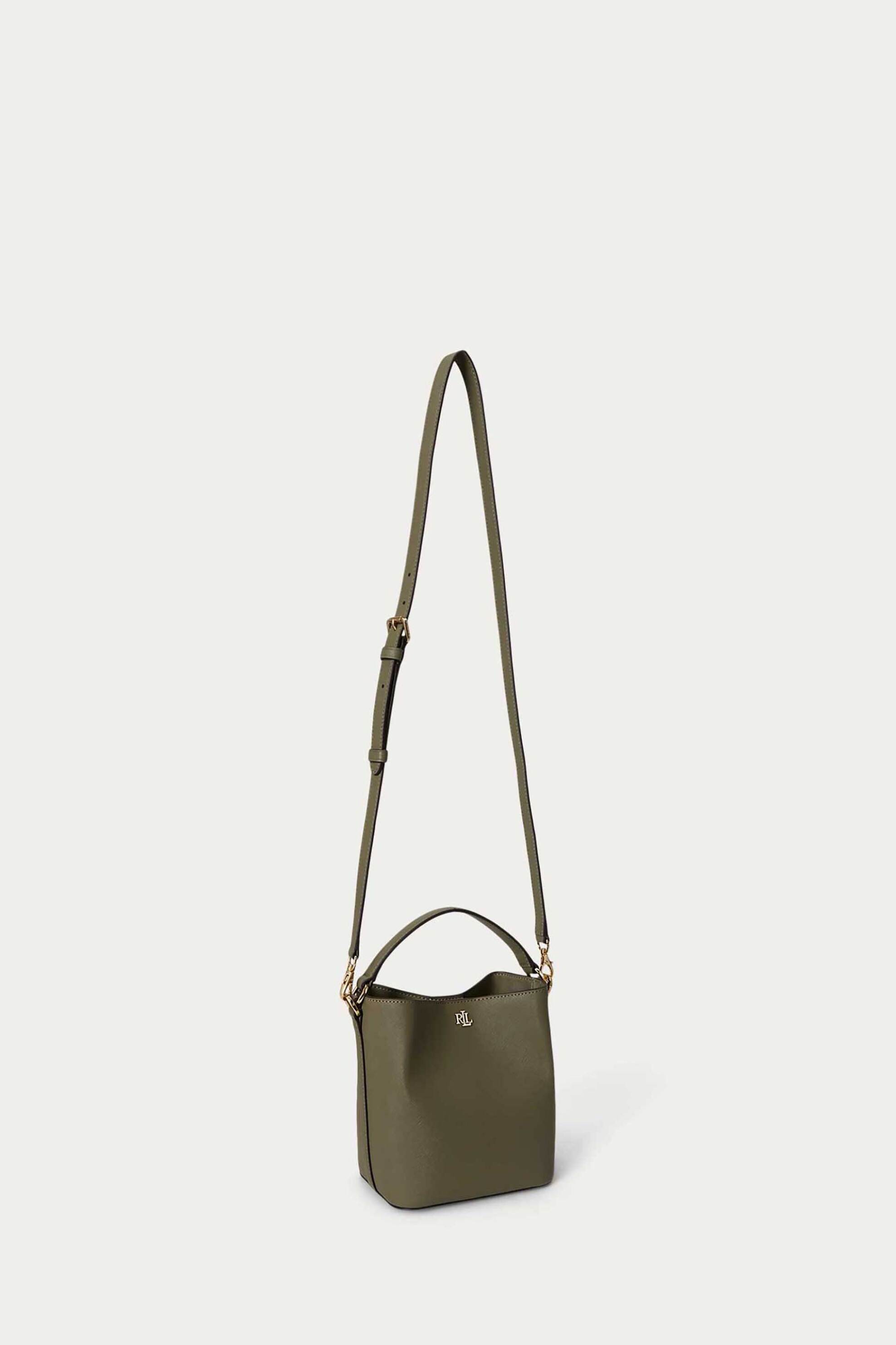 Lauren Ralph Lauren γυναικεία δερμάτινη τσάντα bucket με μεταλλικό monogram 