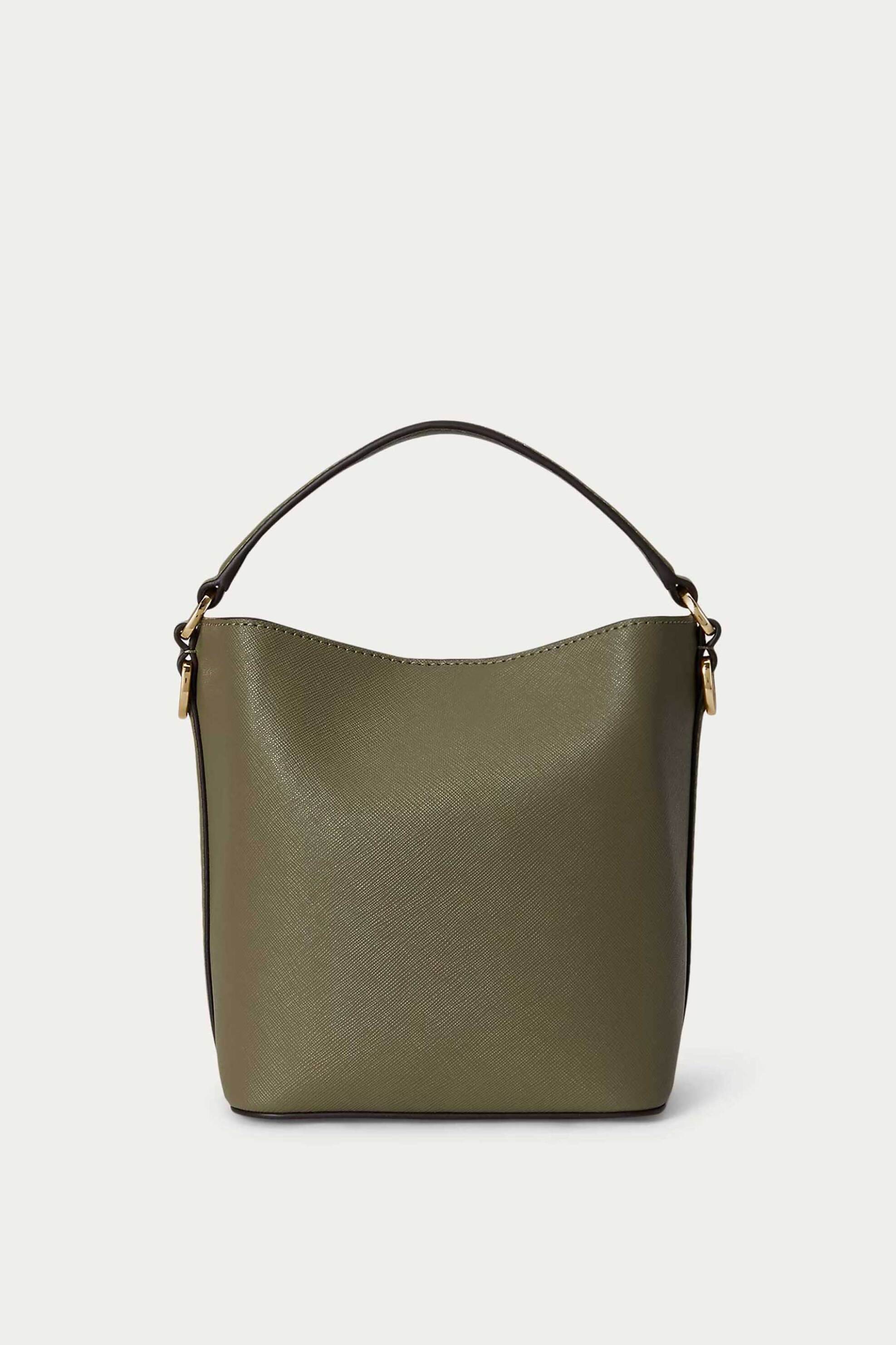 LAUREN RALPH LAUREN Lauren Ralph Lauren γυναικεία δερμάτινη τσάντα bucket με μεταλλικό monogram "Reese Small" - 26168970-ONE Λαδί - 4