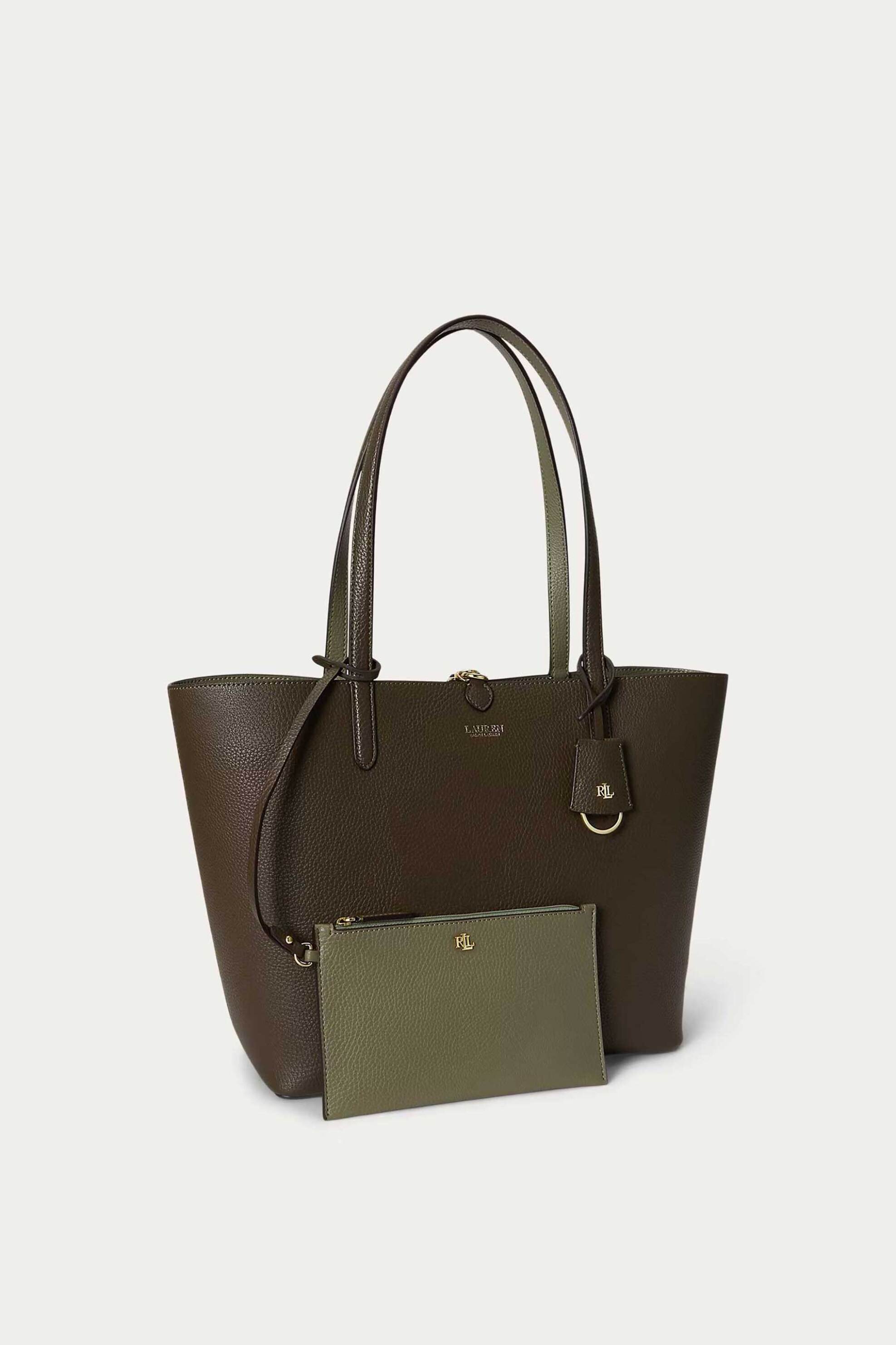 LAUREN RALPH LAUREN Lauren Ralph Lauren γυναικεία τσάντα tote διπλής όψης με λογότυπο (Large) - 26168984-ONE Χακί - 3
