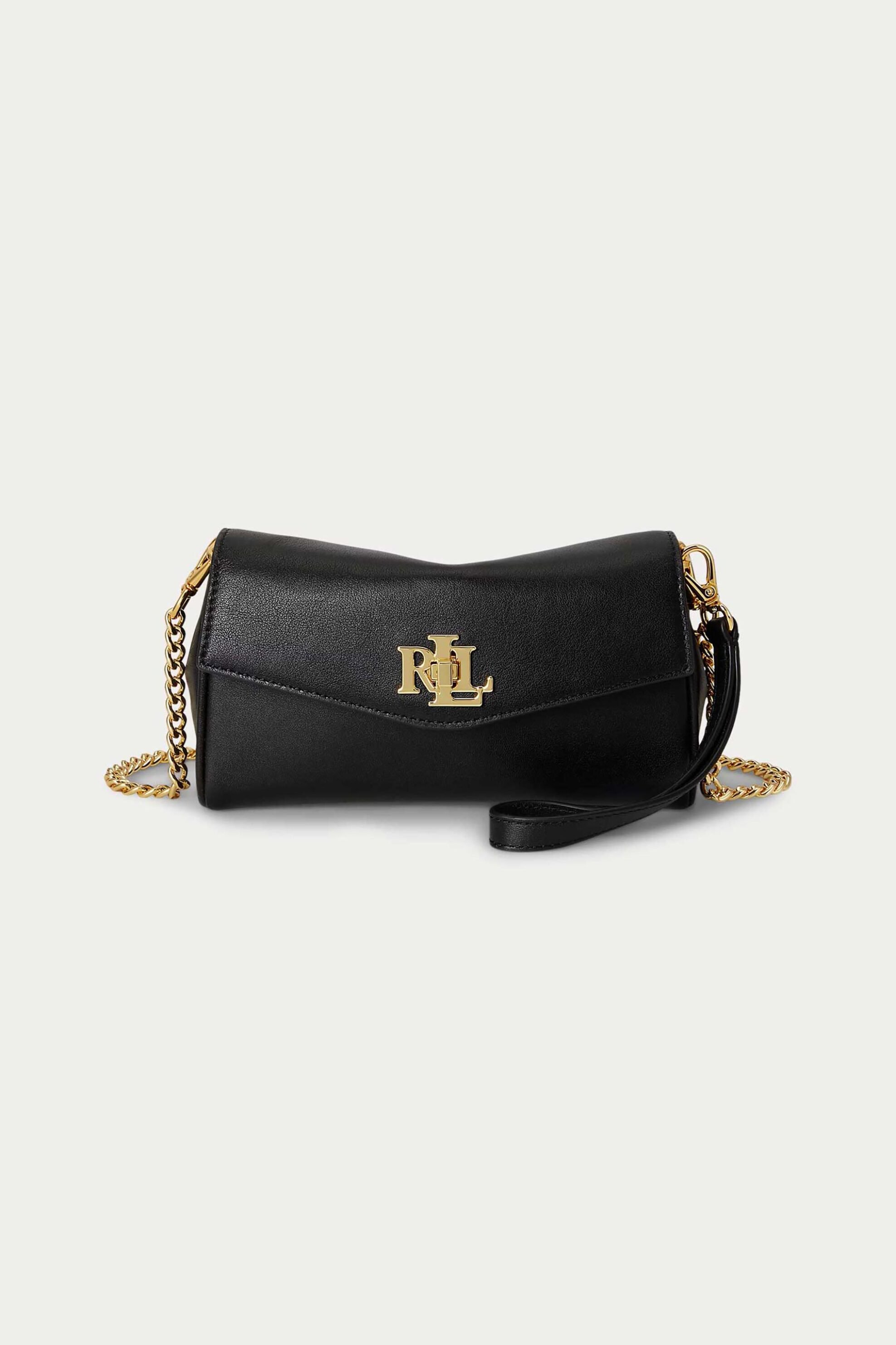 Lauren Ralph Lauren γυναικεία δερμάτινη τσάντα crossbody με μεταλλικό monogram (Large) - 26169005-ONE Μαύρο