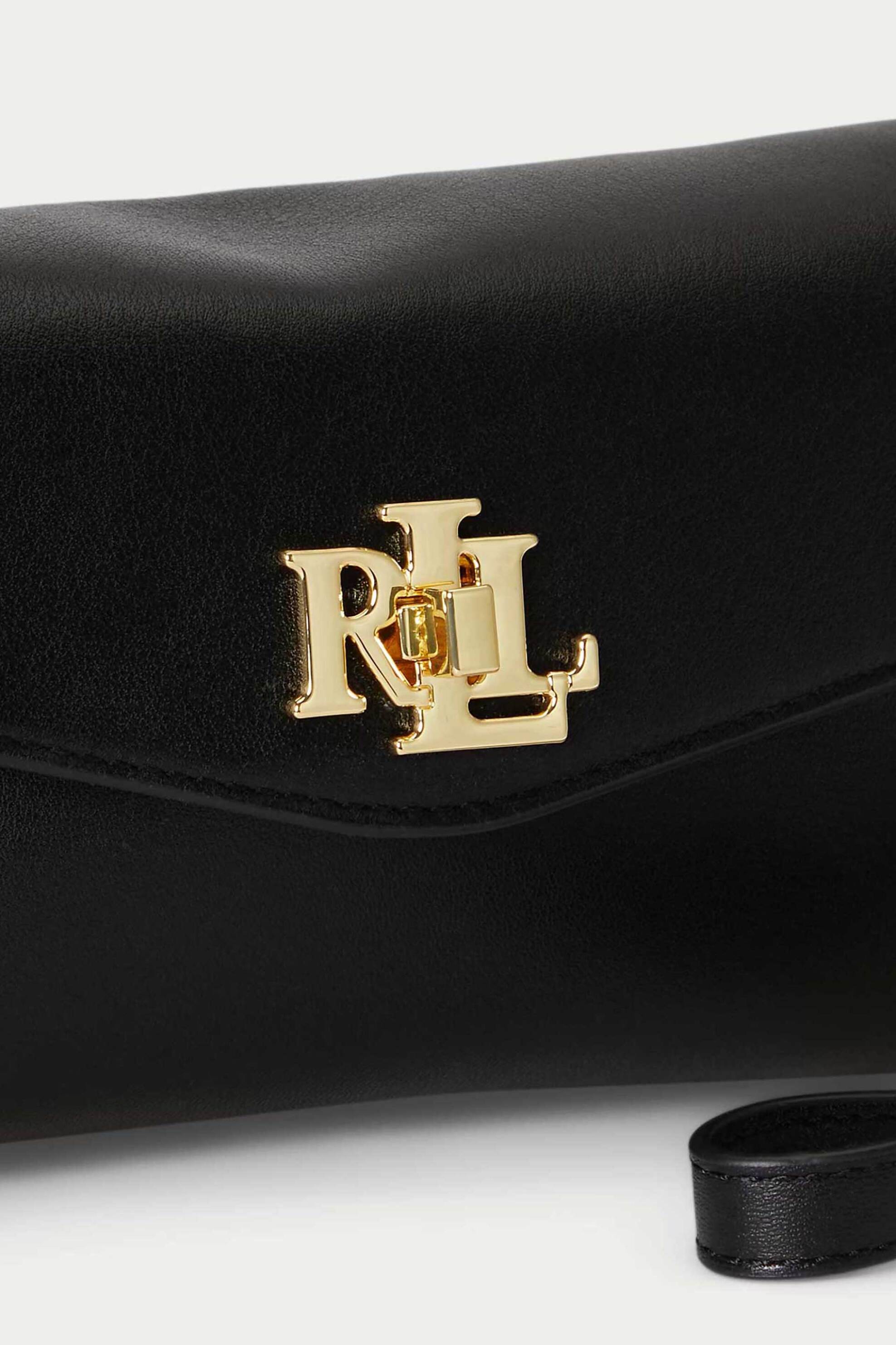 LAUREN RALPH LAUREN Lauren Ralph Lauren γυναικεία δερμάτινη τσάντα crossbody με μεταλλικό monogram (Large) - 26169005-ONE Μαύρο - 3