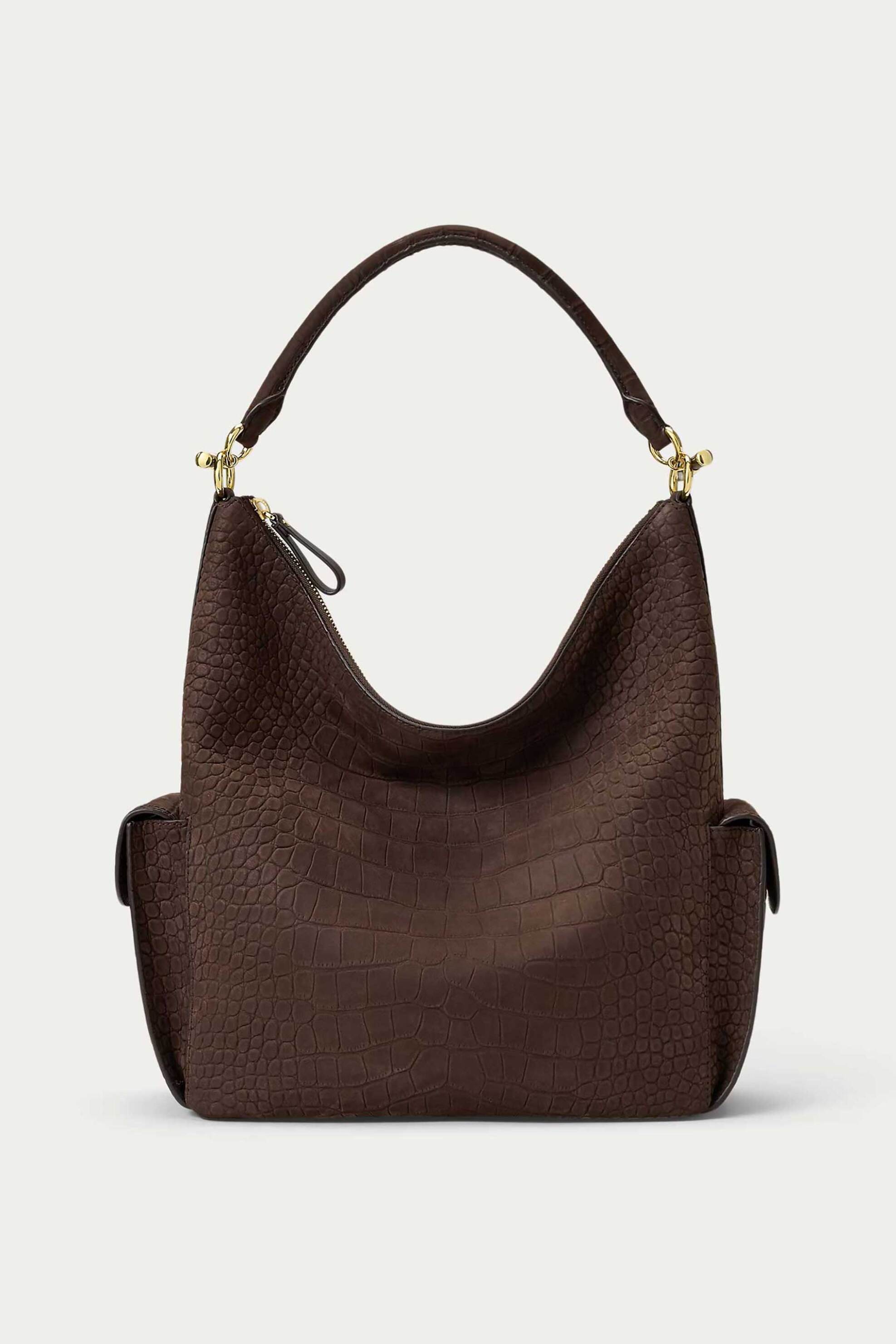Lauren Ralph Lauren γυναικεία δερμάτινη τσάντα ώμου με croc effect 