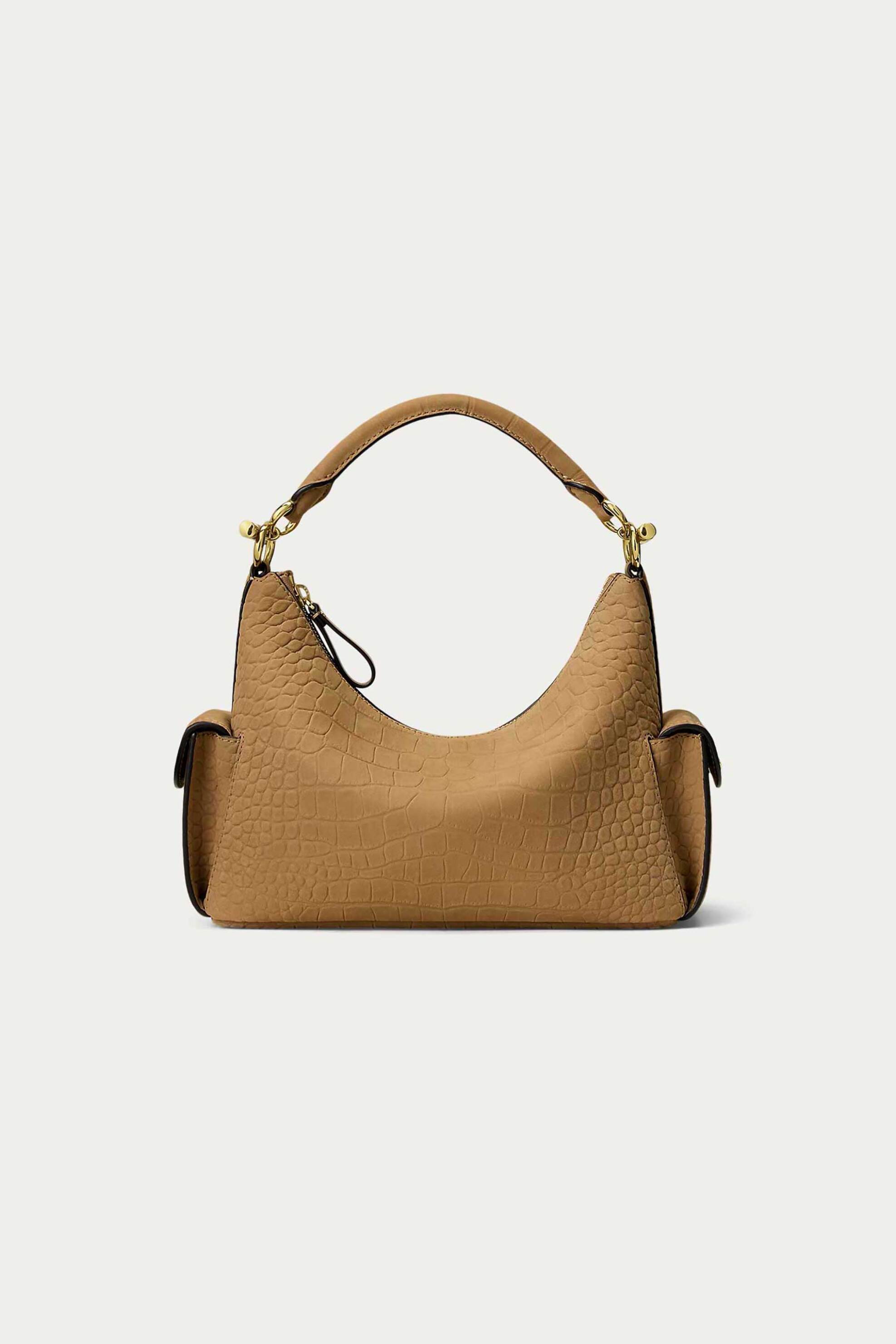 Lauren Ralph Lauren γυναικεία δερμάτινη τσάντα ώμου με croc effect 