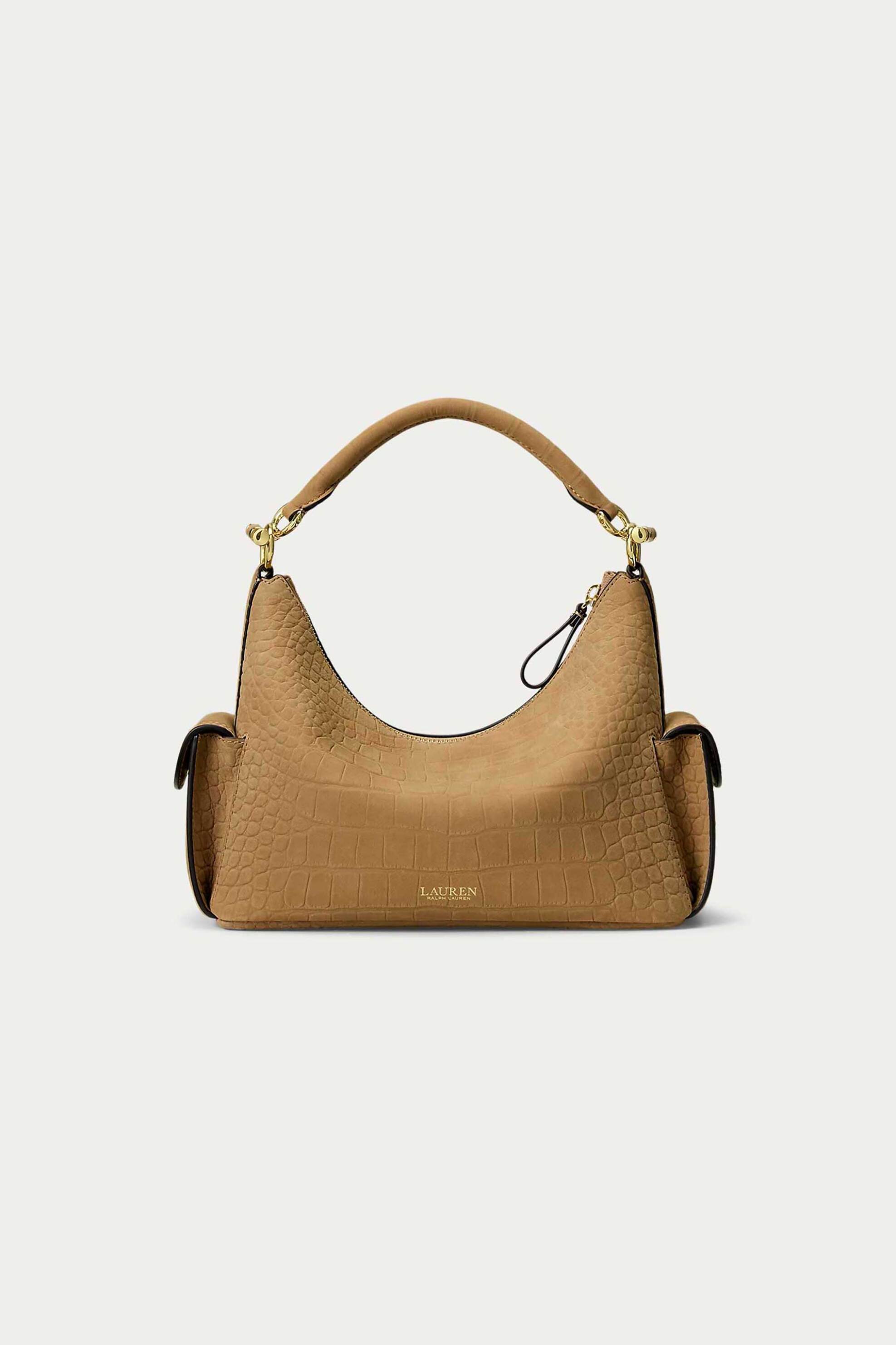 LAUREN RALPH LAUREN Lauren Ralph Lauren γυναικεία δερμάτινη τσάντα ώμου με croc effect "Blaike Small" - 26264189-ONE Καμηλό - 4