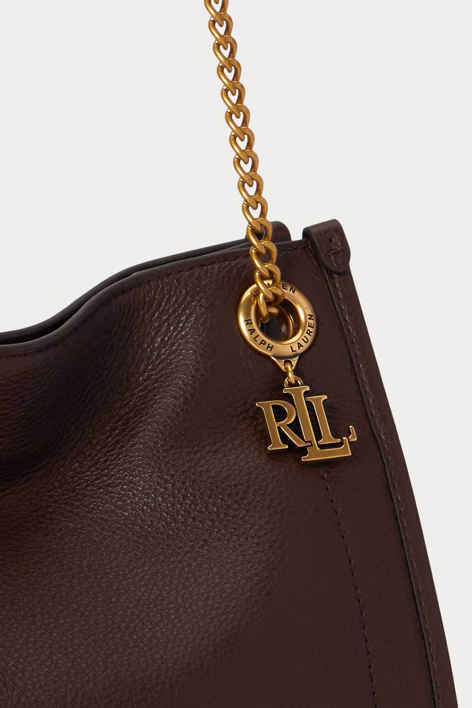 LAUREN RALPH LAUREN Lauren Ralph Lauren γυναικεία δερμάτινη τσάντα tote "Bradley Medium" - 26264222-ONE Καφέ - 3