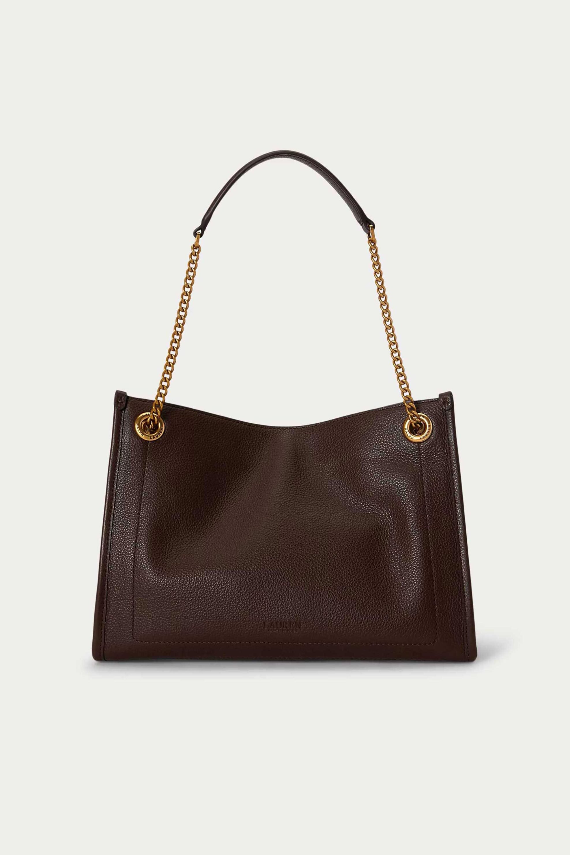 LAUREN RALPH LAUREN Lauren Ralph Lauren γυναικεία δερμάτινη τσάντα tote "Bradley Medium" - 26264222-ONE Καφέ - 4