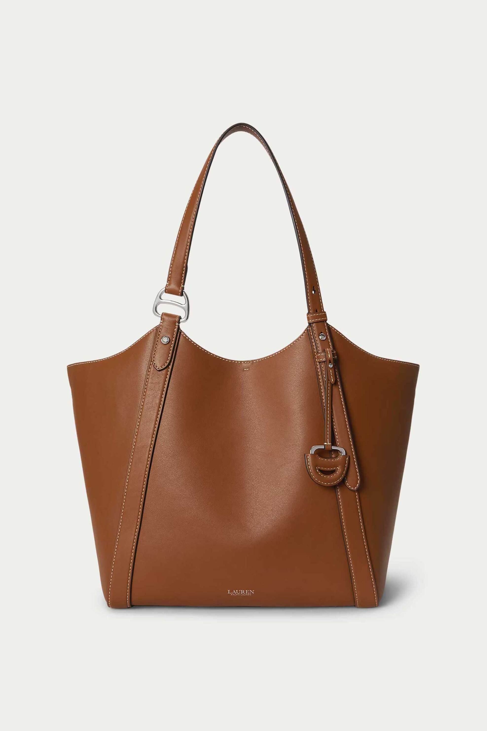 Lauren Ralph Lauren γυναικεία δερμάτινη τσάντα tote με λογότυπο 