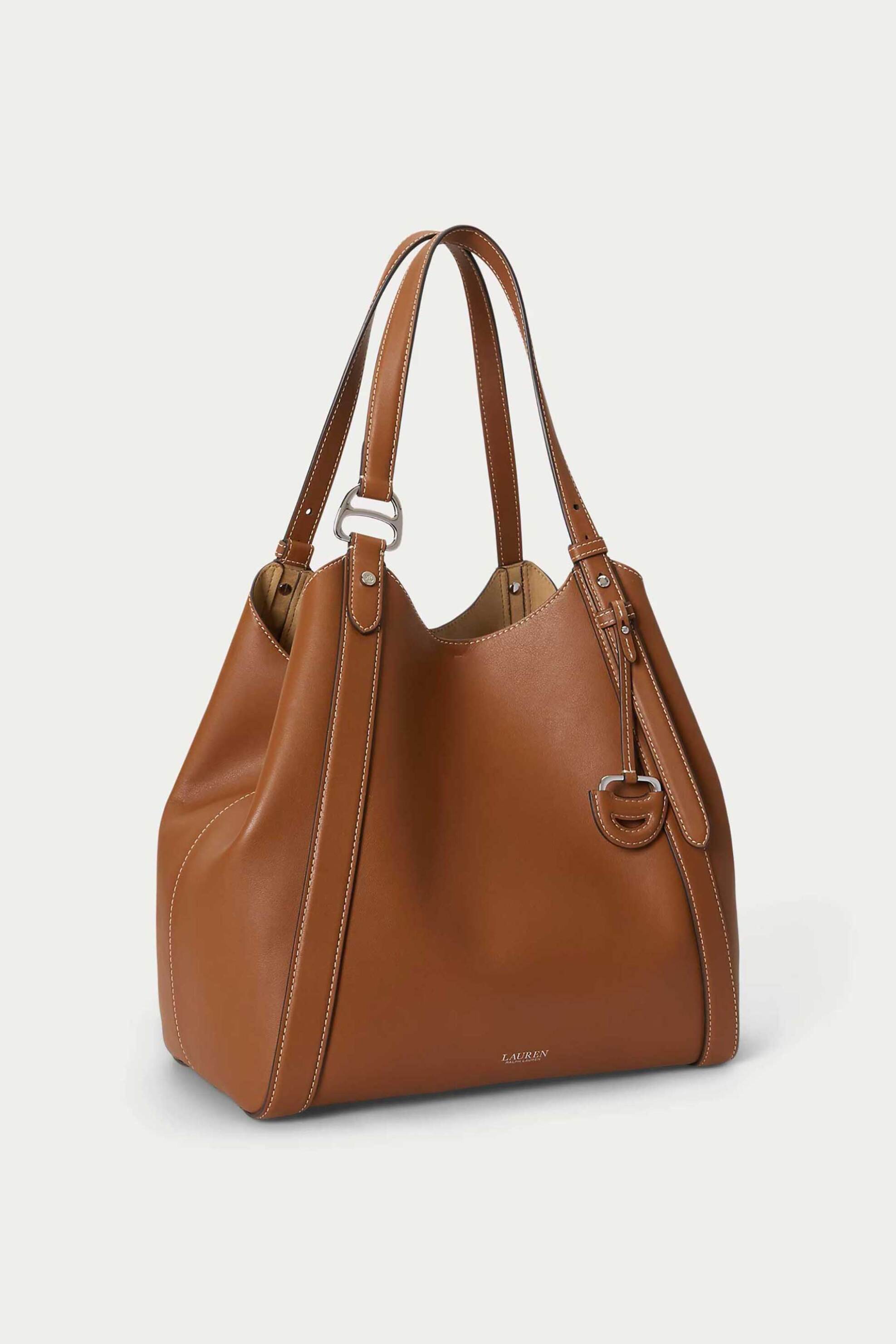 Lauren Ralph Lauren γυναικεία δερμάτινη τσάντα tote με λογότυπο 