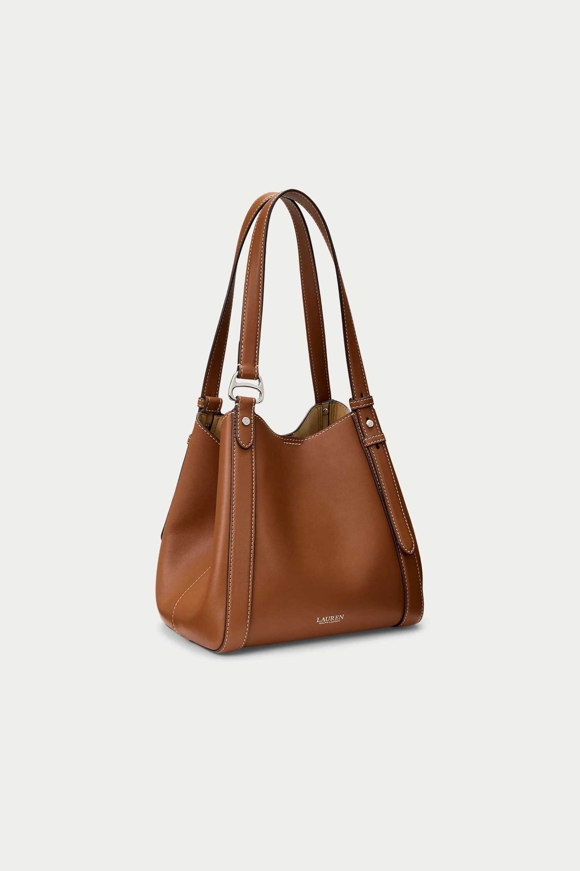 Lauren Ralph Lauren γυναικεία δερμάτινη τσάντα tote με λογότυπο 