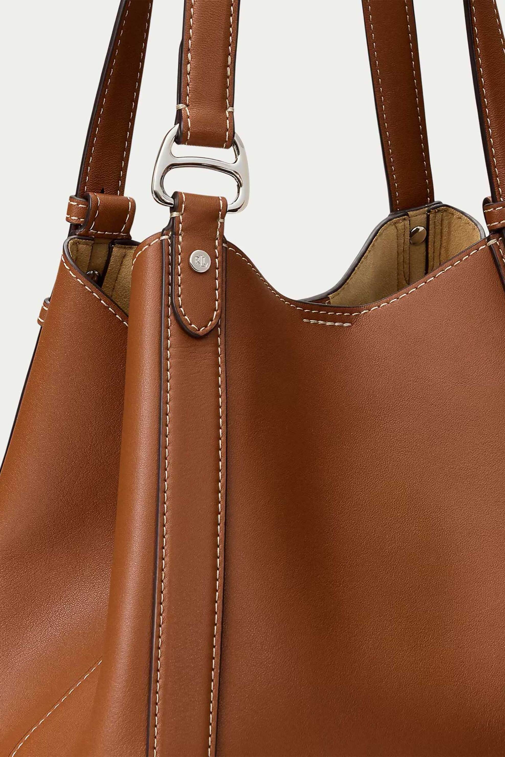 LAUREN RALPH LAUREN Lauren Ralph Lauren γυναικεία δερμάτινη τσάντα tote με λογότυπο "Tasha Small" - 26264775-ONE Ταμπά - 3