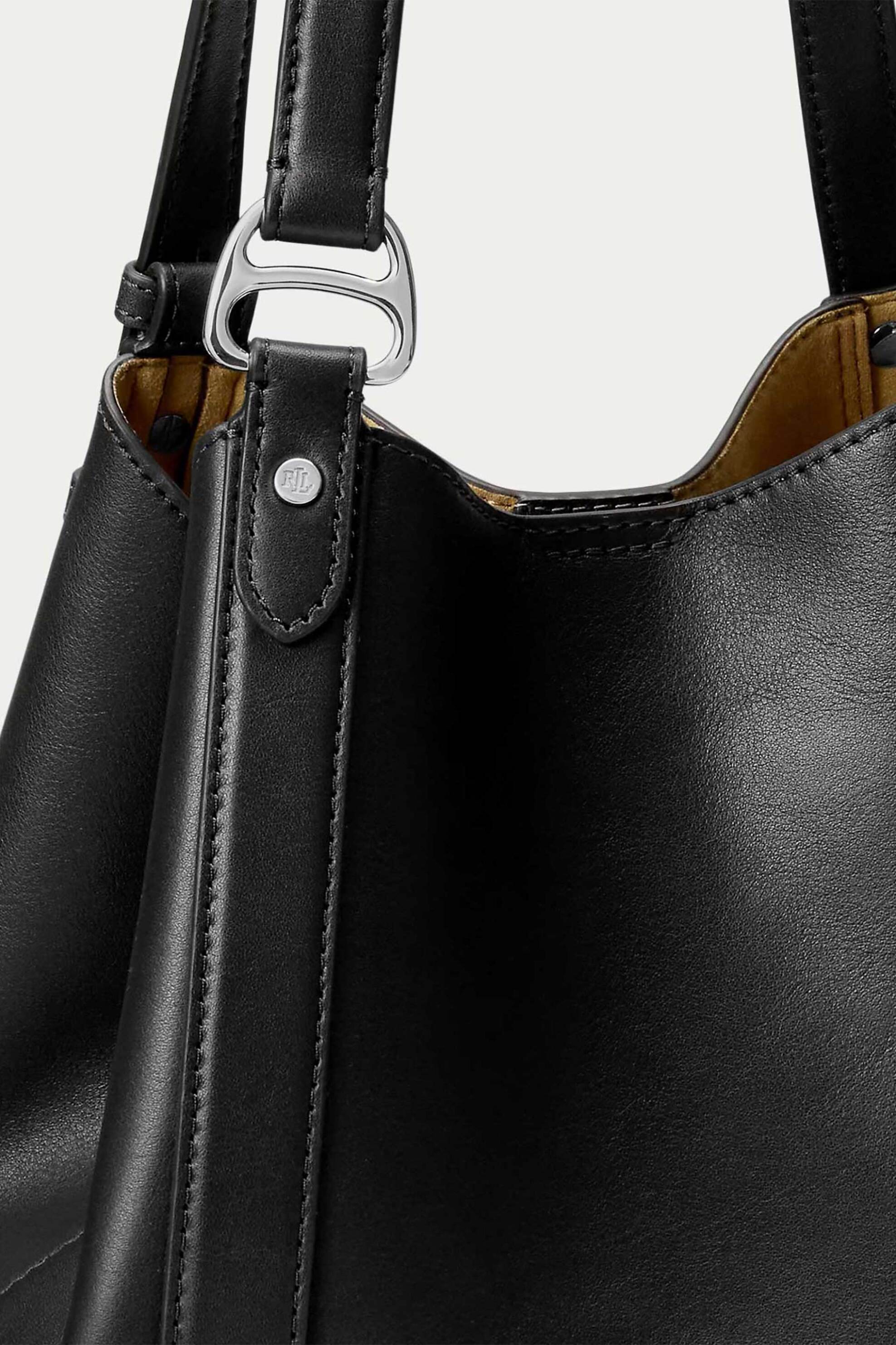 LAUREN RALPH LAUREN Lauren Ralph Lauren γυναικεία δερμάτινη τσάντα tote με λογότυπο "Tasha Small" - 26264776-ONE Μαύρο - 3